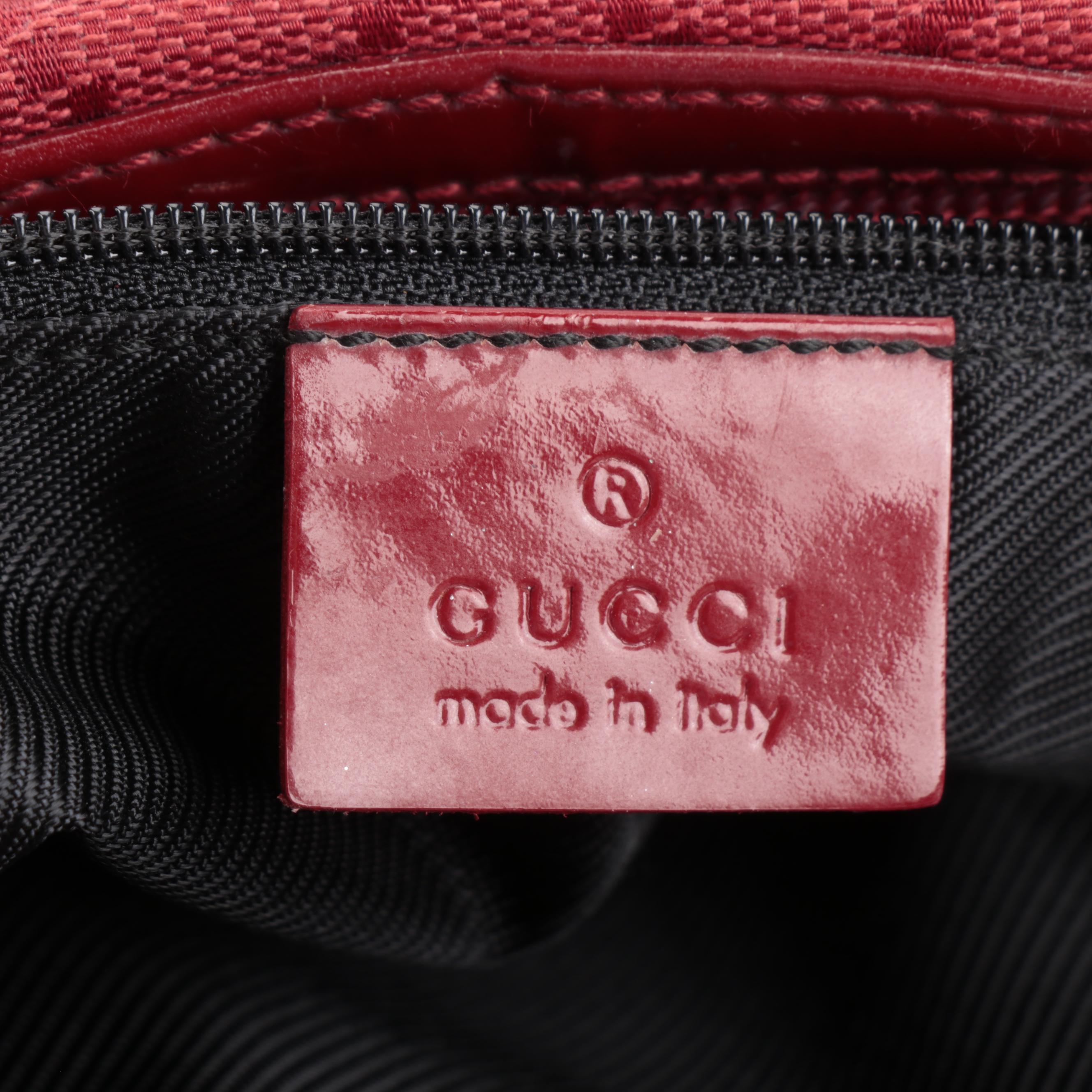 Gucci Hobo Shoulder Bag in Red GG Canvas and Red Patent Leather