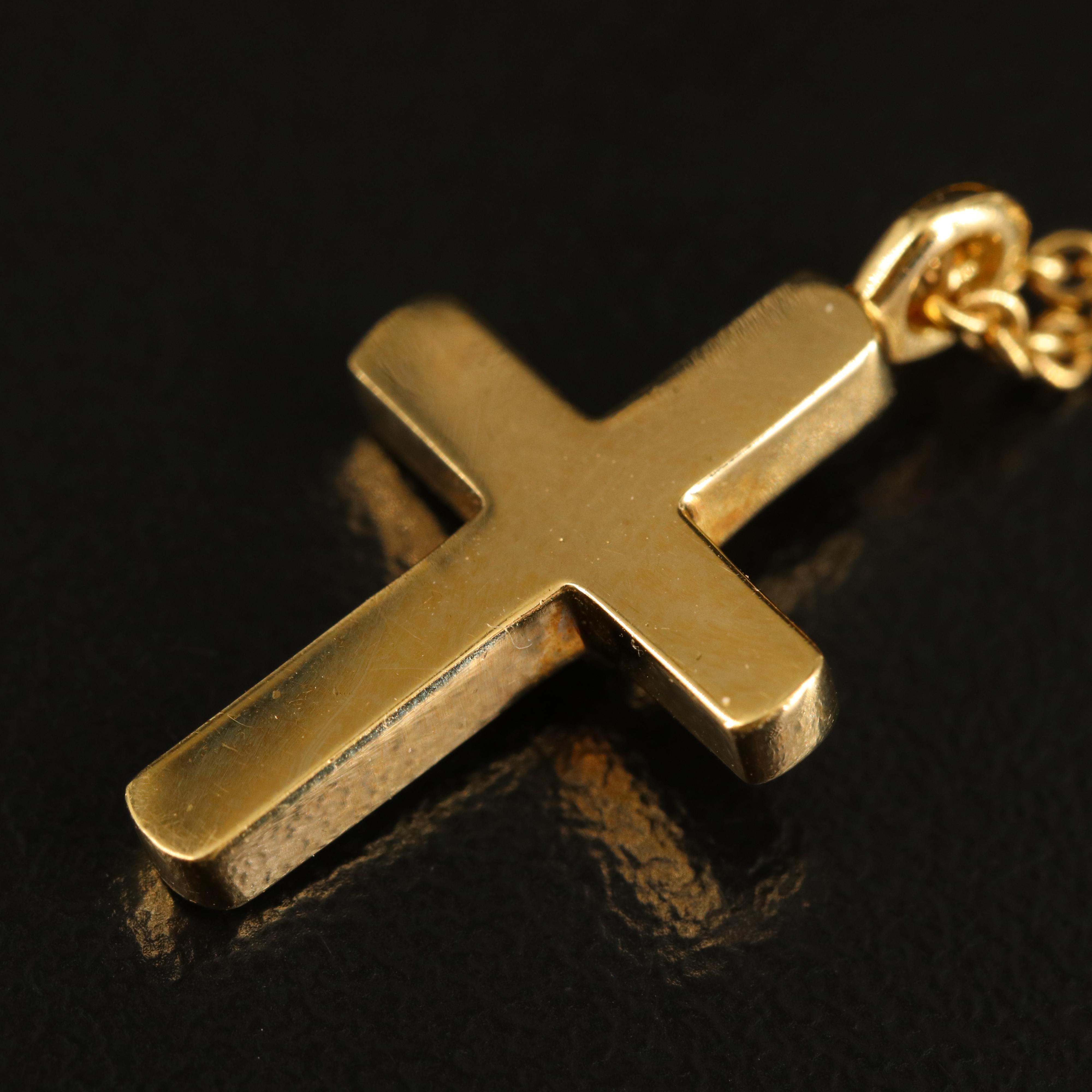 Fabergé Ltd. 18K Gold 0.04 CT Diamond Guilloché Enamel Cross Pendant Necklace