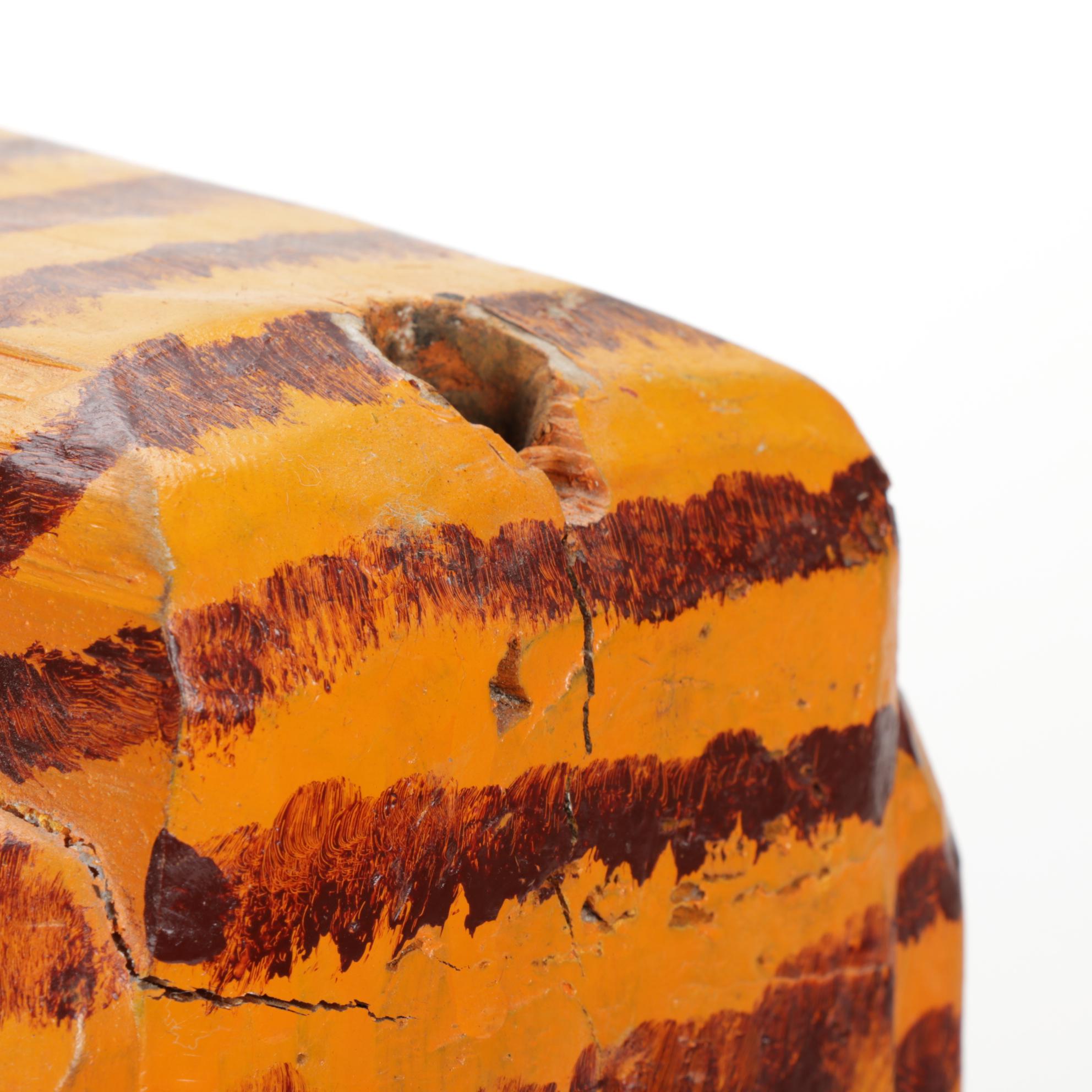 Hand-Carved and Painted Folk Art Tiger Sculpture
