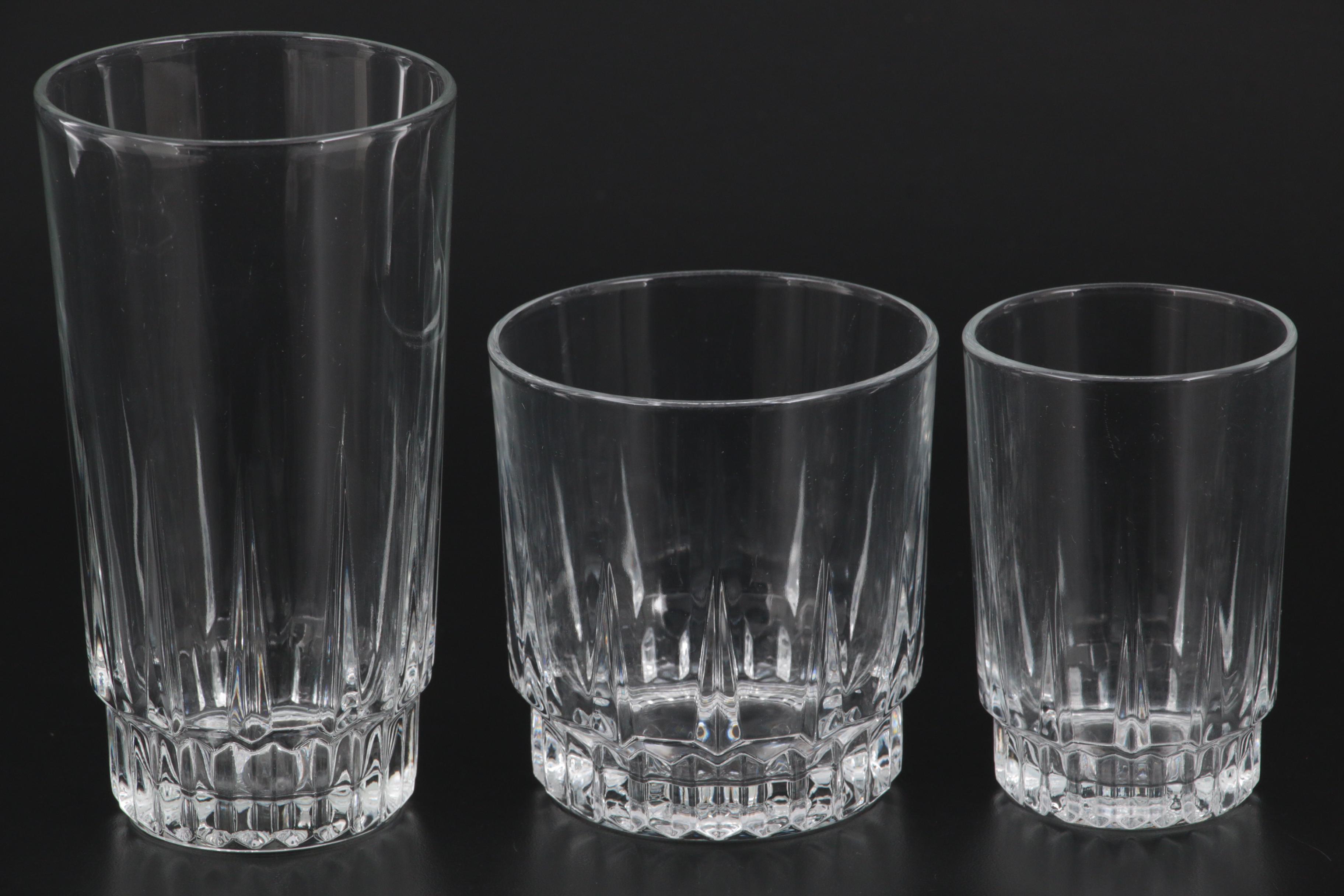 Arcoroc "Lancer" Crystal Stemware with Cocktail and Drinking Glasses