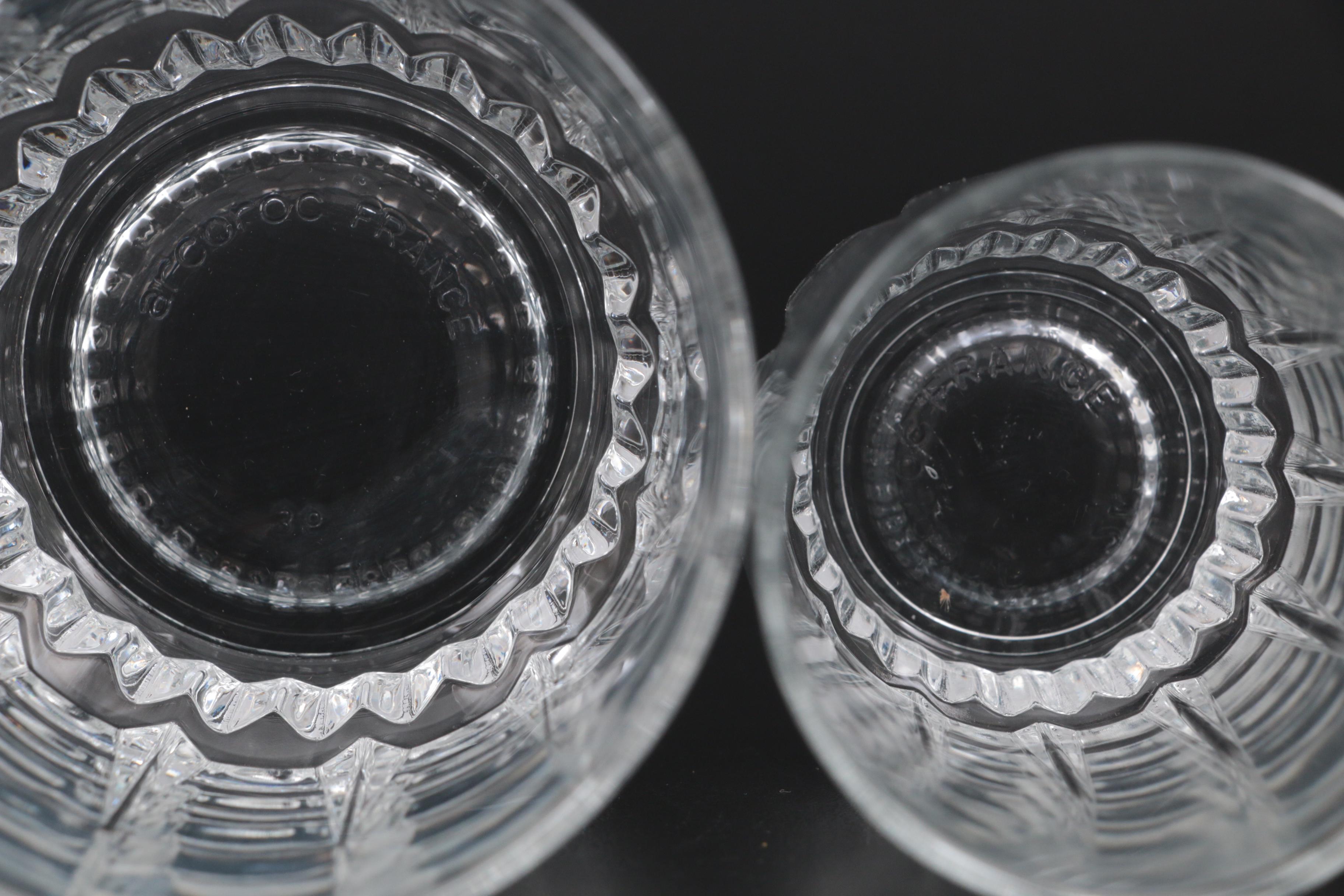 Arcoroc "Lancer" Crystal Stemware with Cocktail and Drinking Glasses