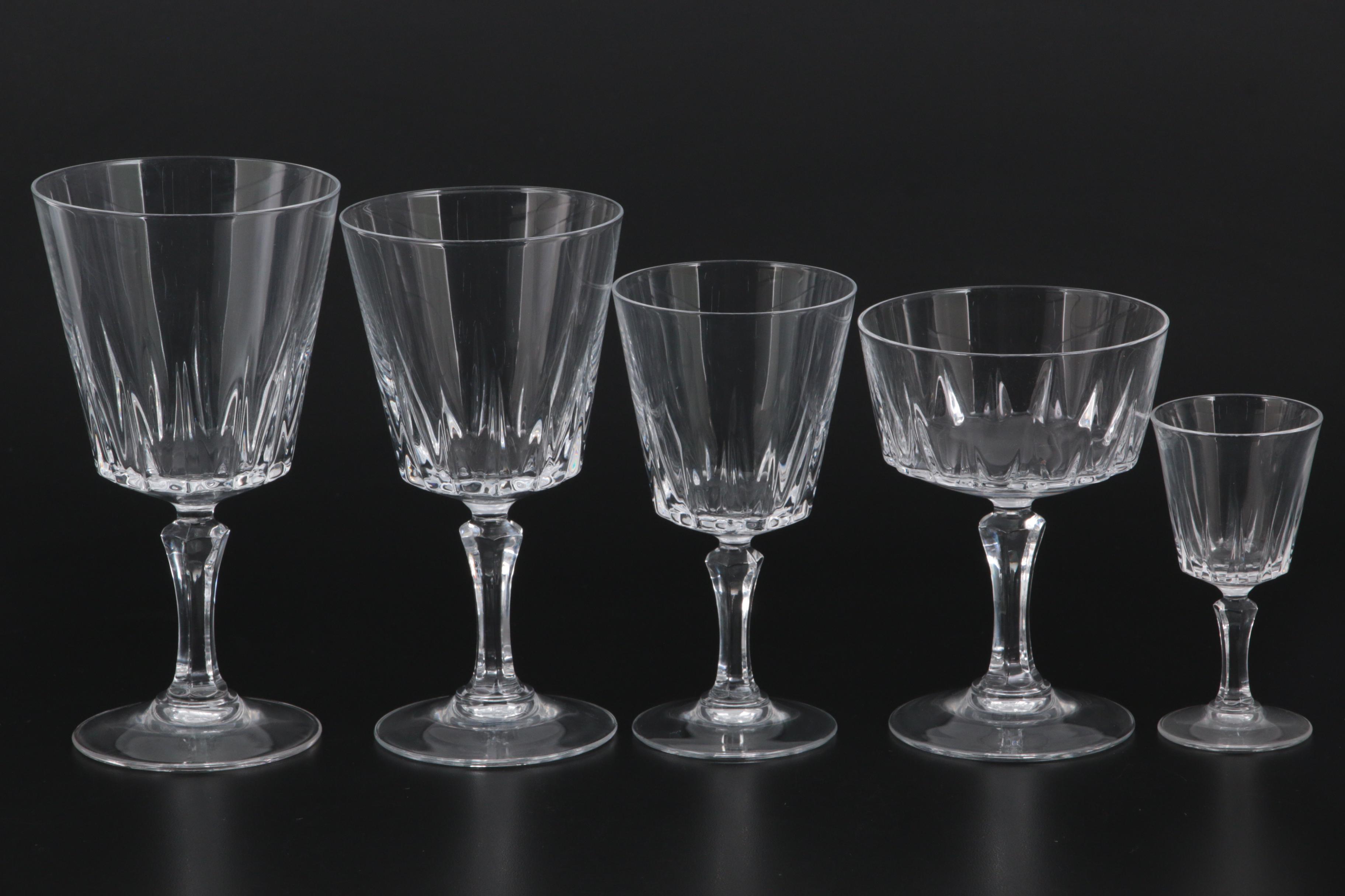 Arcoroc "Lancer" Crystal Stemware with Cocktail and Drinking Glasses