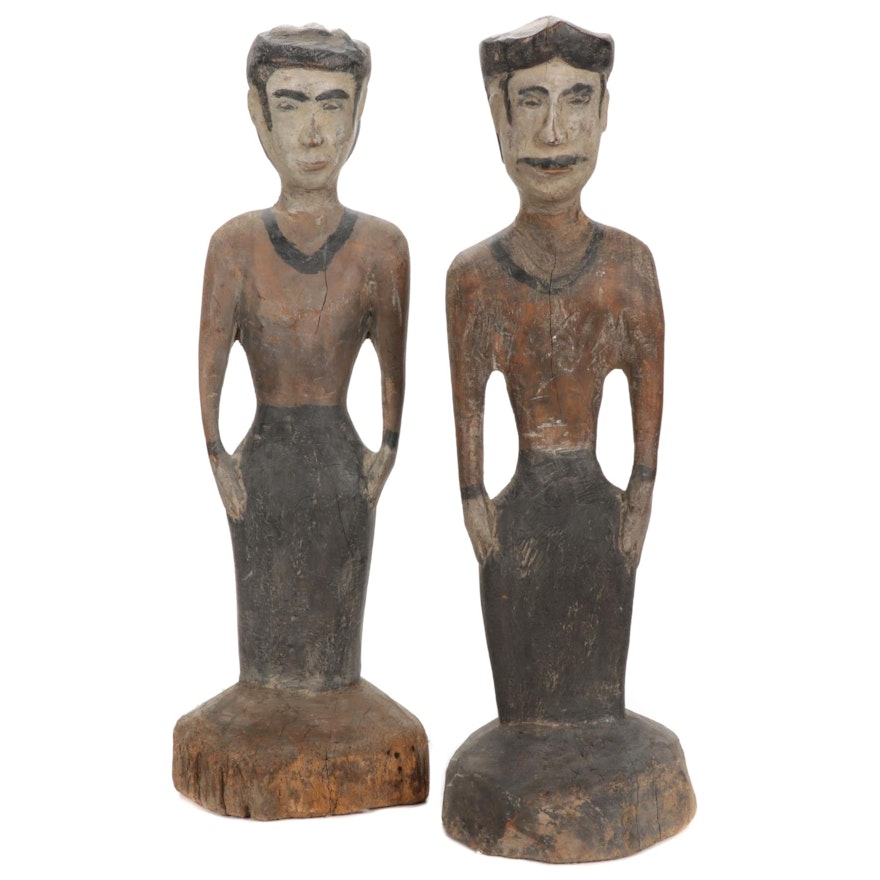Hand-Carved Wooden Figural Sculptures