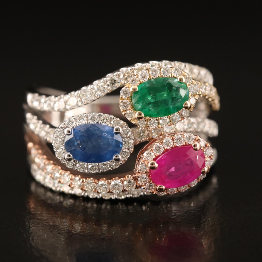 EFFY 14K Ruby, Emerald, Sapphire and Diamond Ring
