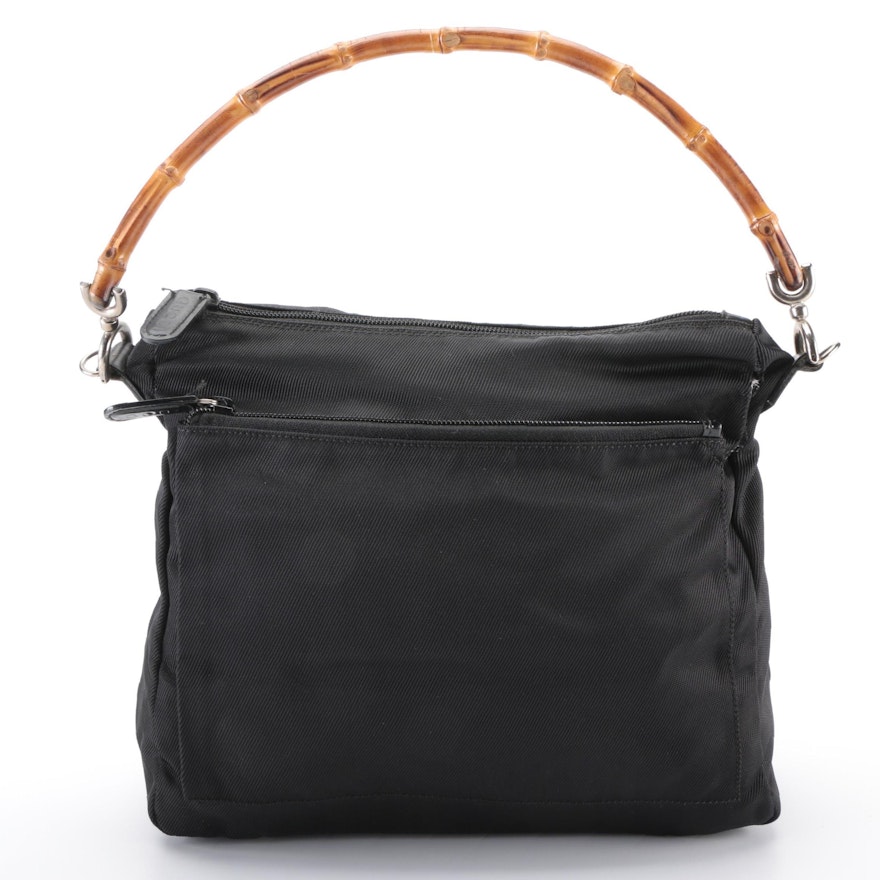 Gucci Bamboo Black Nylon Two-Way Bag