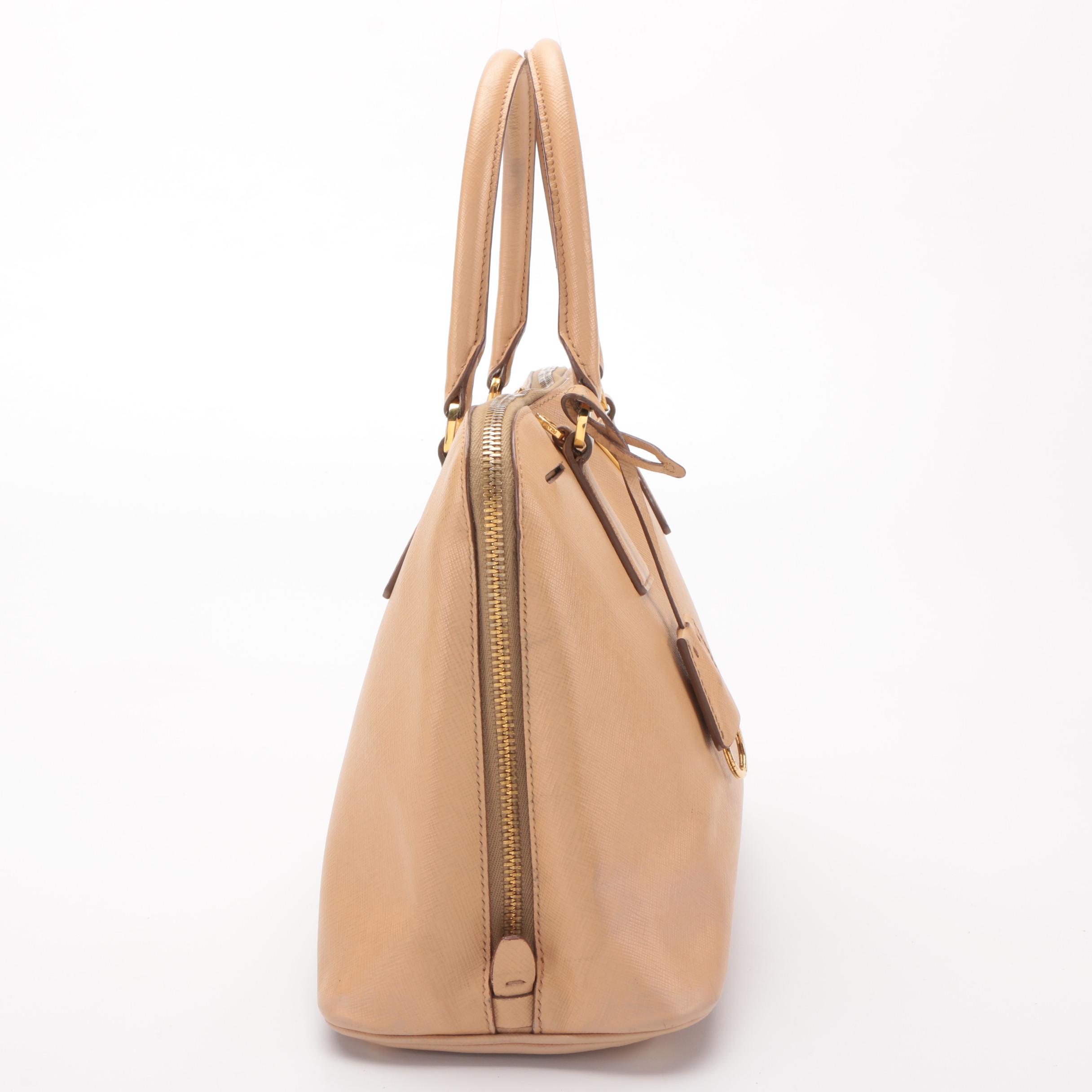 Prada Beige Saffiano Leather Handbag