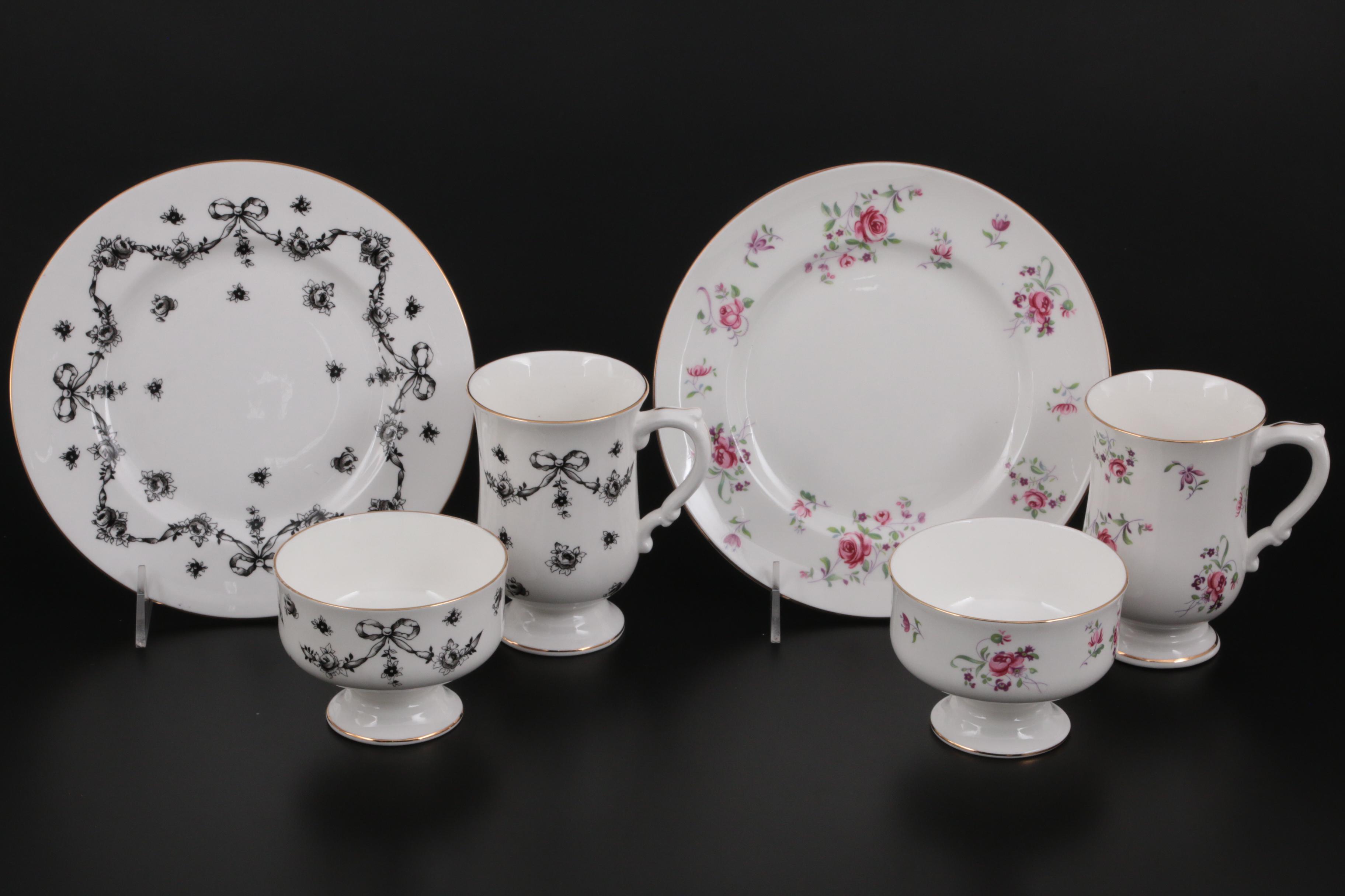 Royal Victoria Floral and Gilt Decorated Bone China Dinnerware