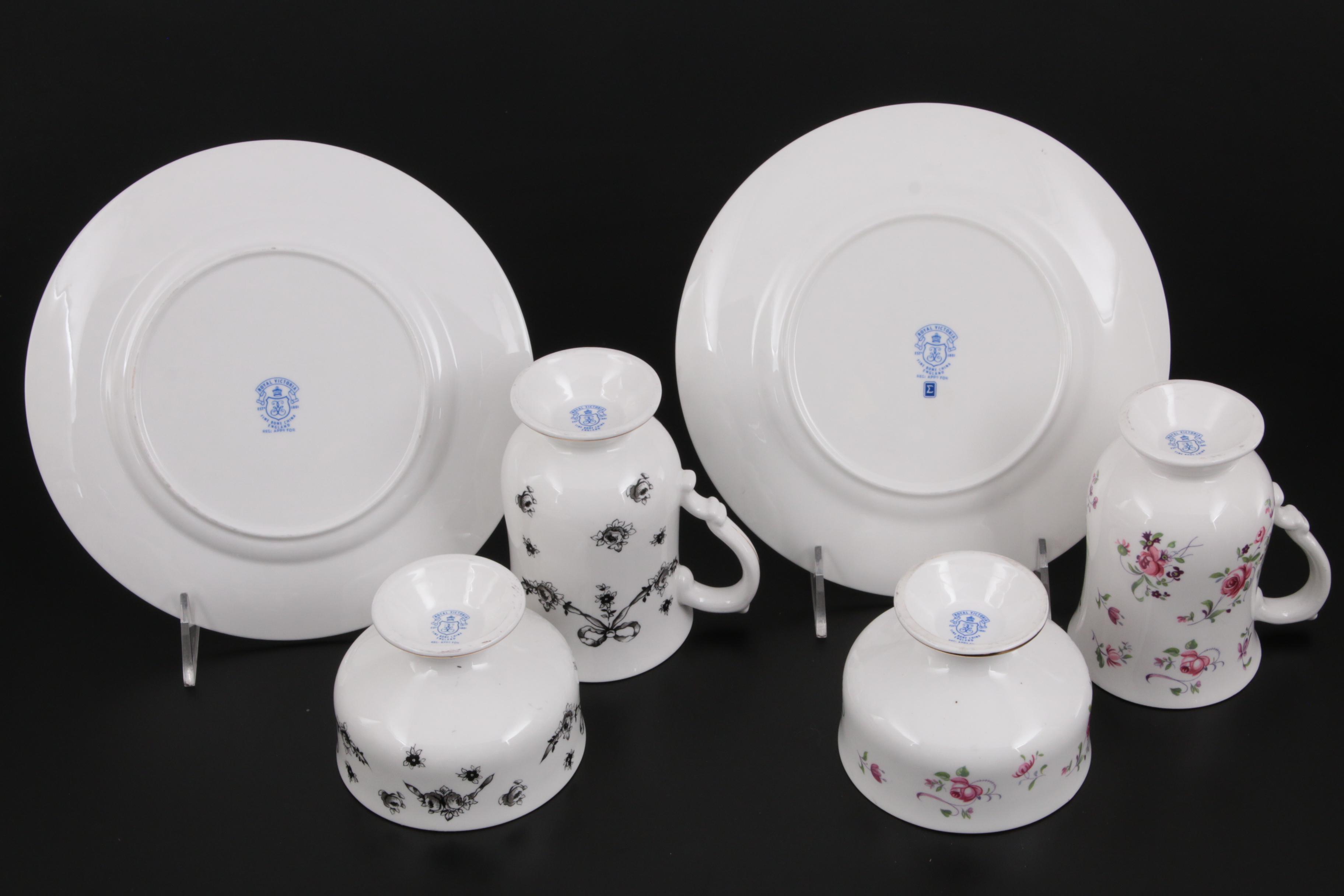 Royal Victoria Floral and Gilt Decorated Bone China Dinnerware