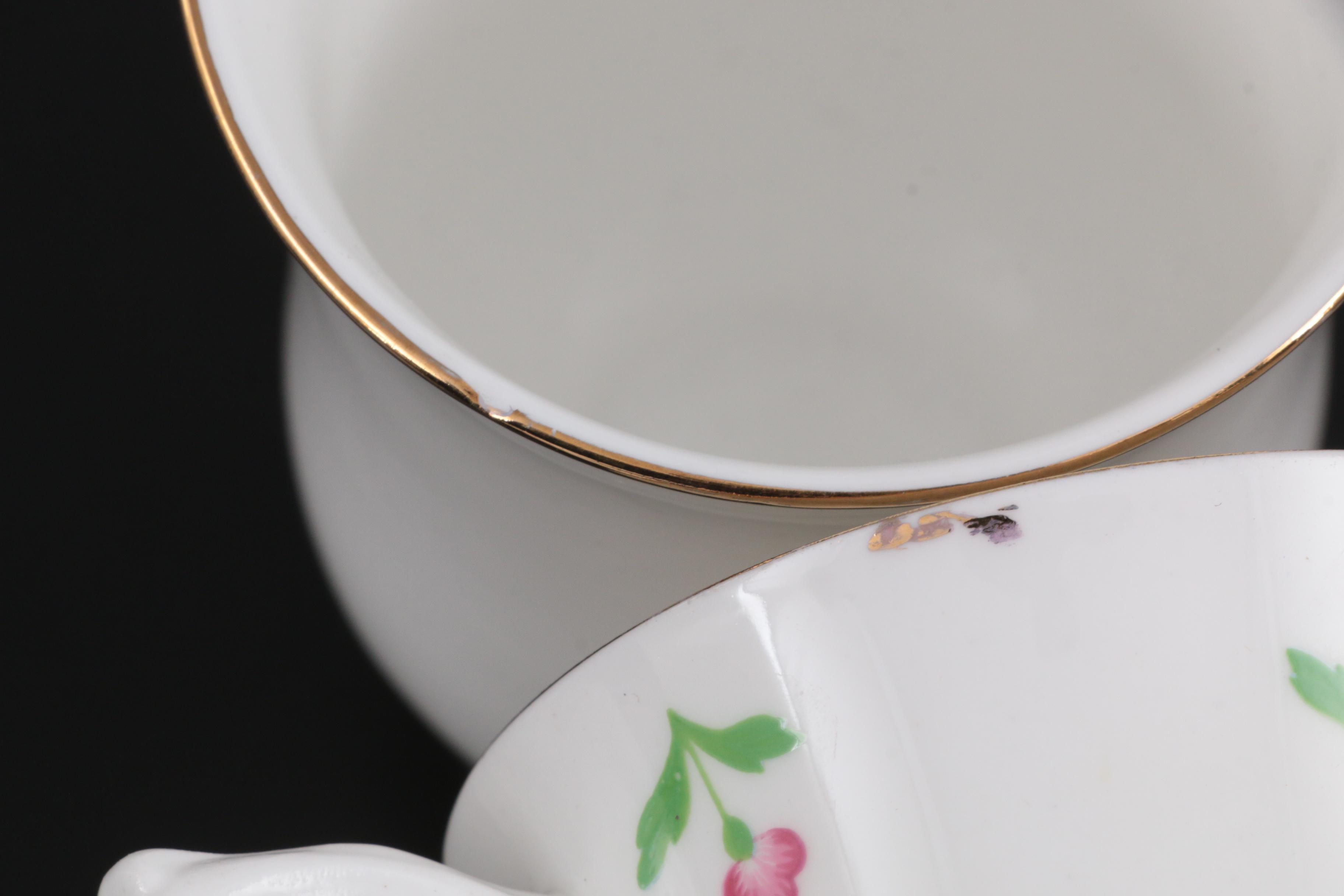 Royal Victoria Floral and Gilt Decorated Bone China Dinnerware