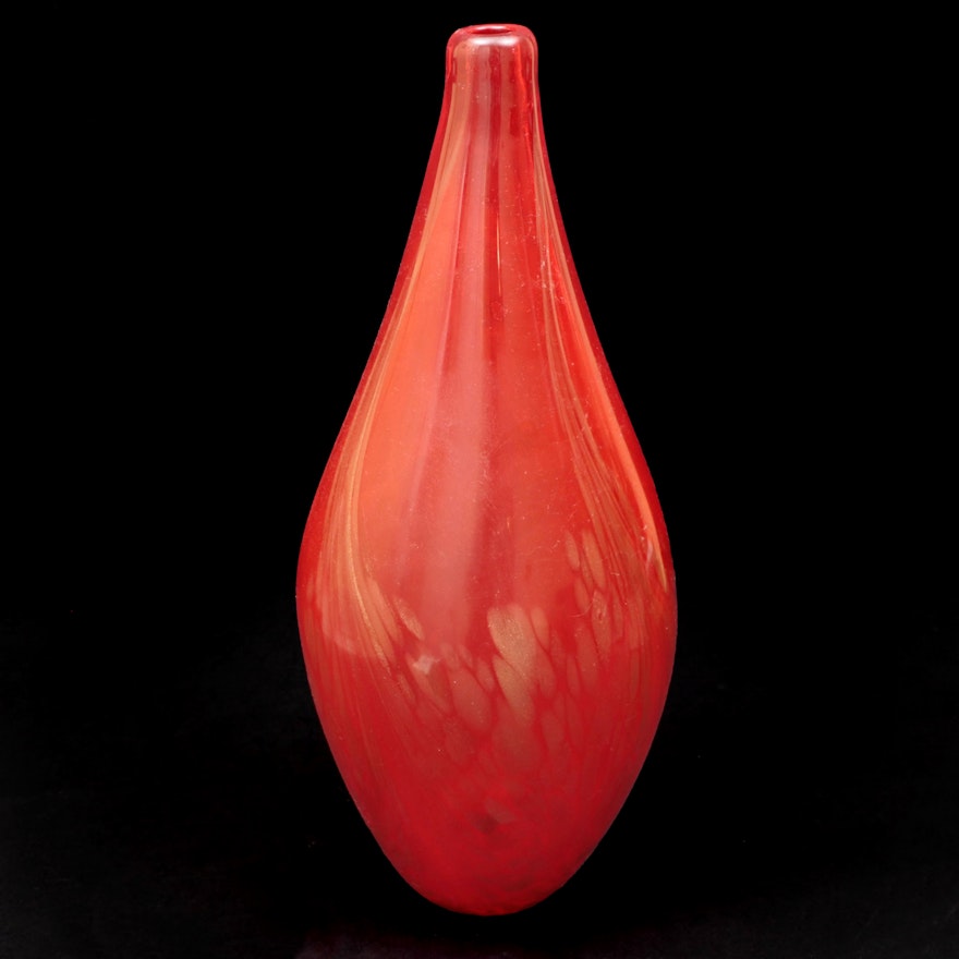 Chinese Murano Style Red Art Glass Vase