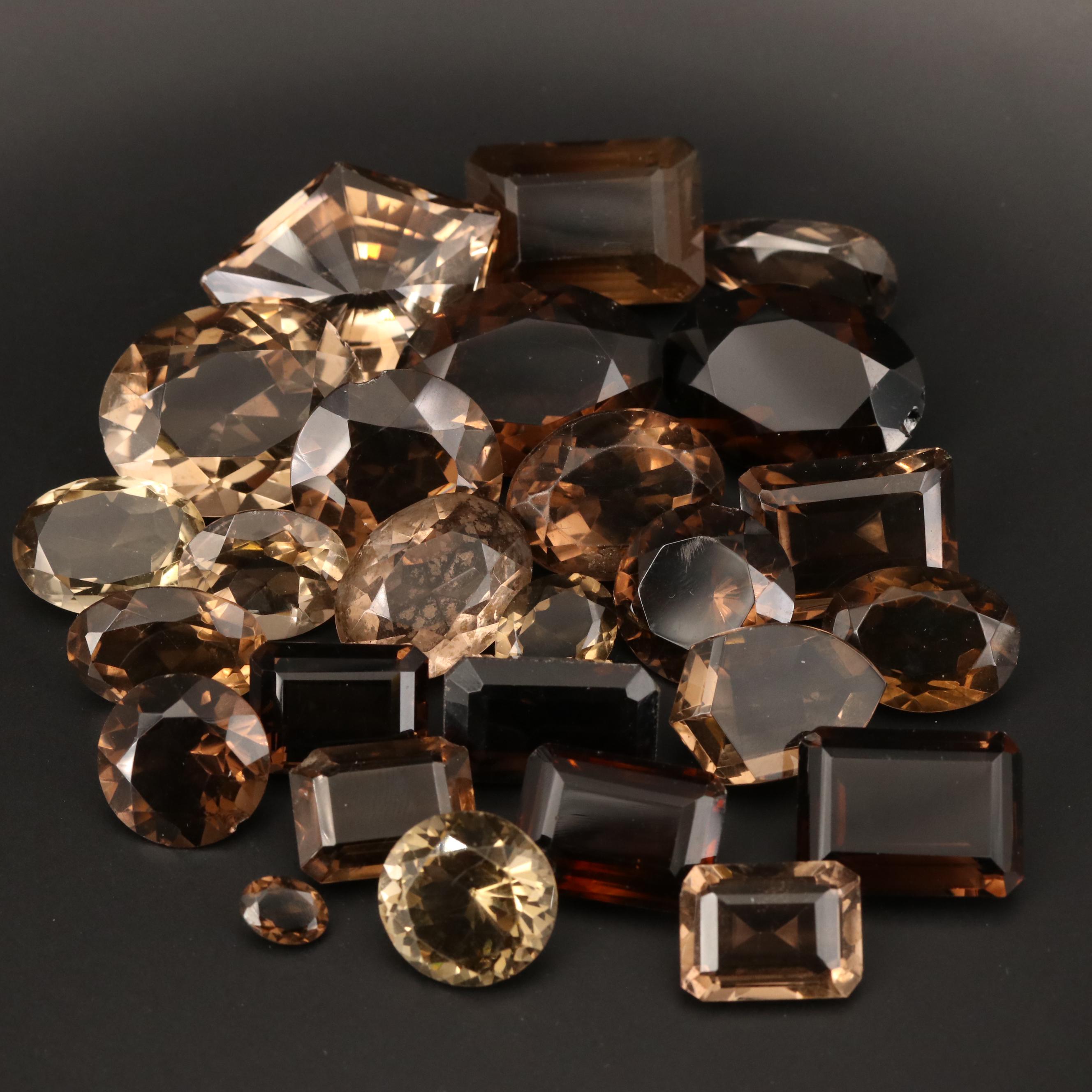 Loose 420.68 CTW Mixed Faceted Smoky Quartz