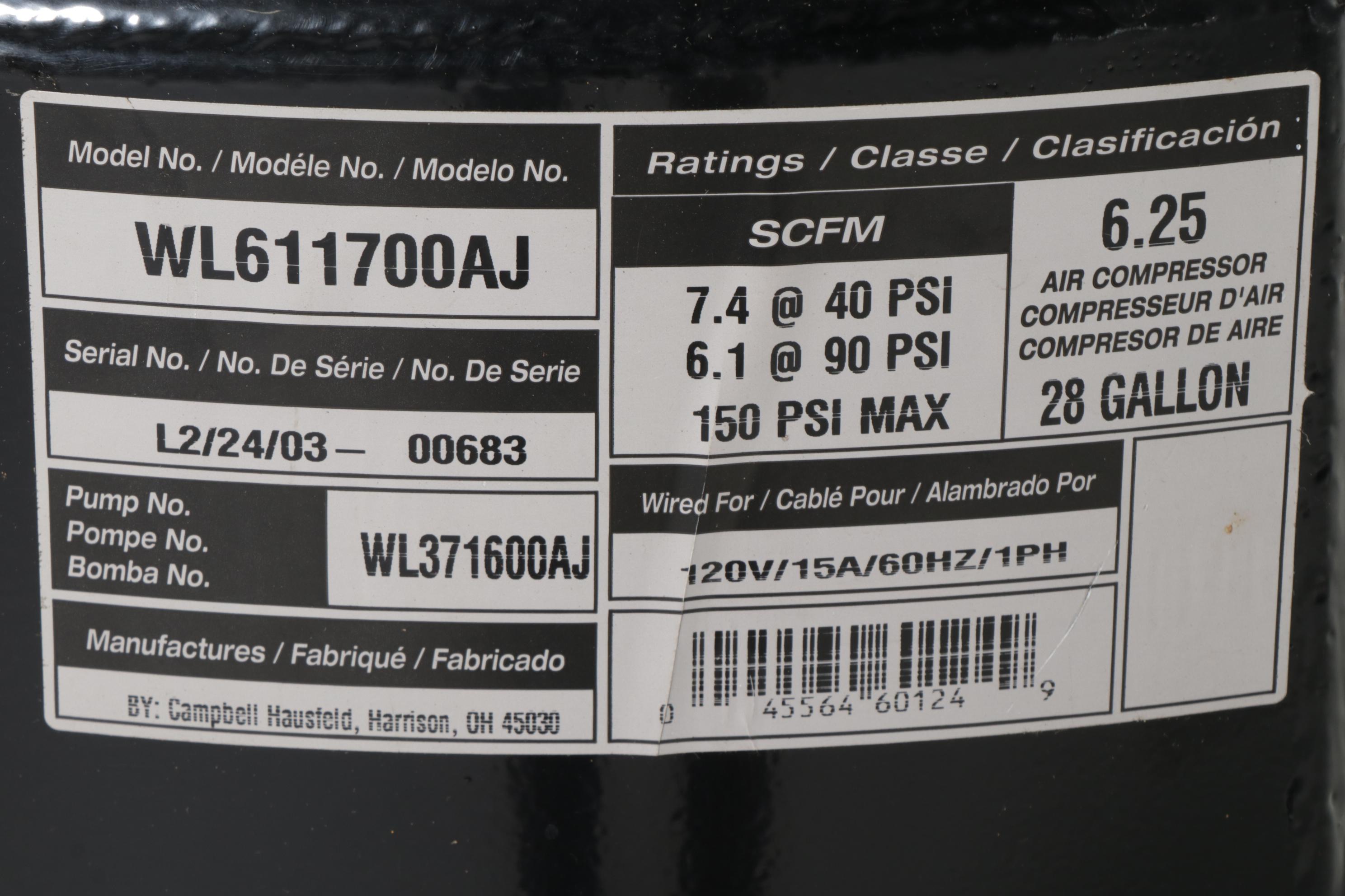 Campbell Hausfeld Iron Force Series Portable Air Compressor