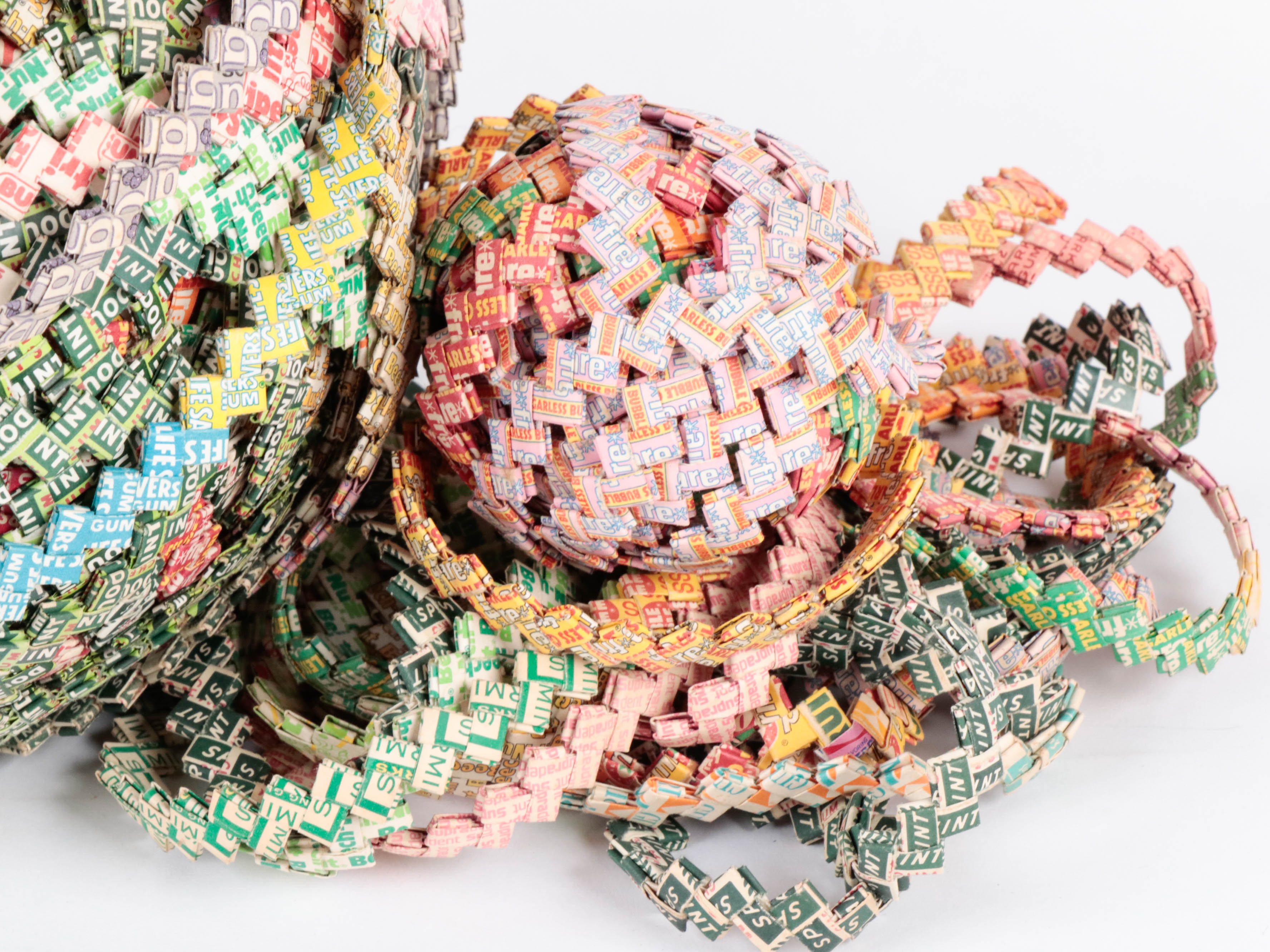 Folk Art Chewing Gum Wrapper Chain, Mid-Late 20th Century