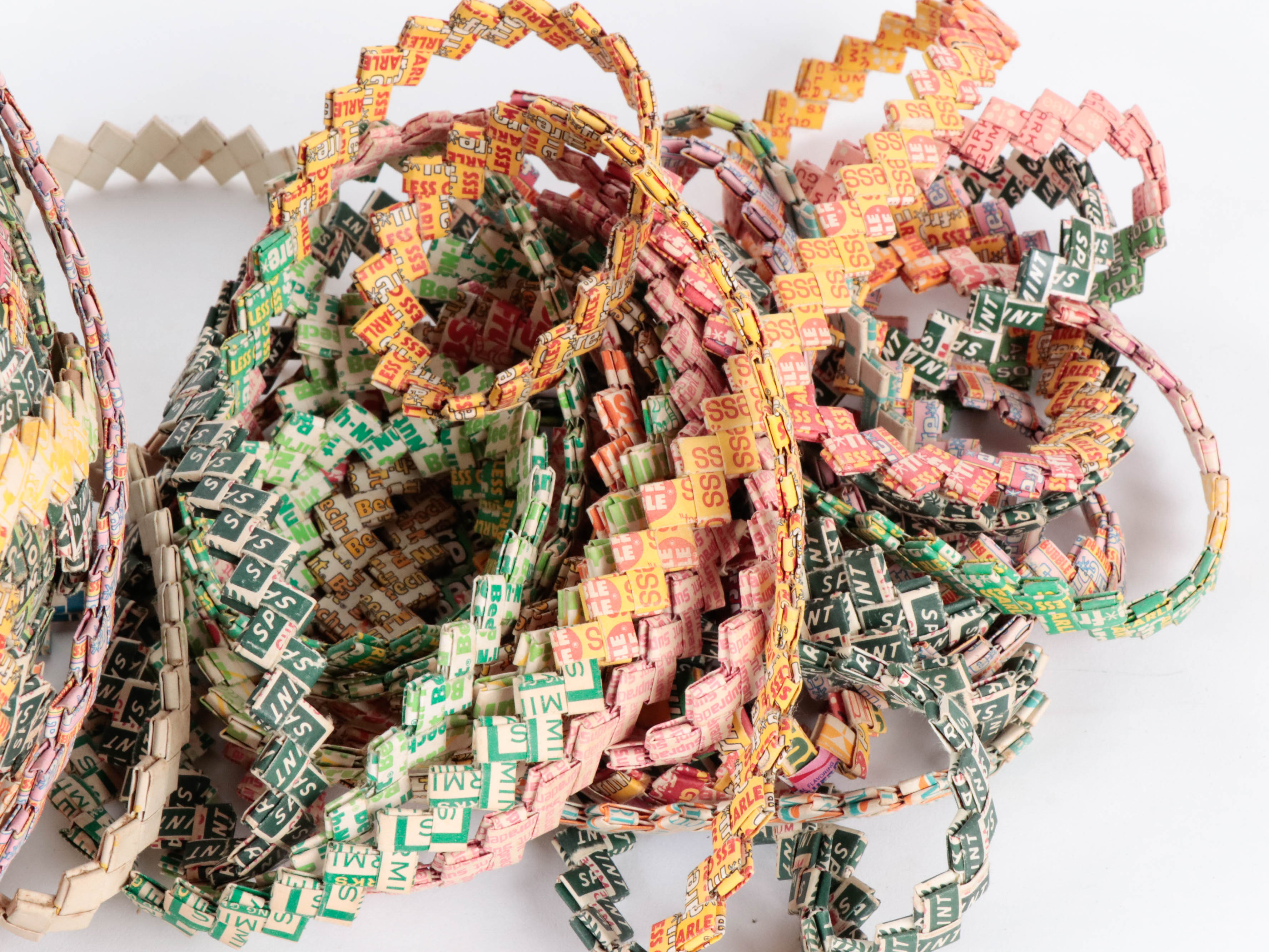 Folk Art Chewing Gum Wrapper Chain, Mid-Late 20th Century