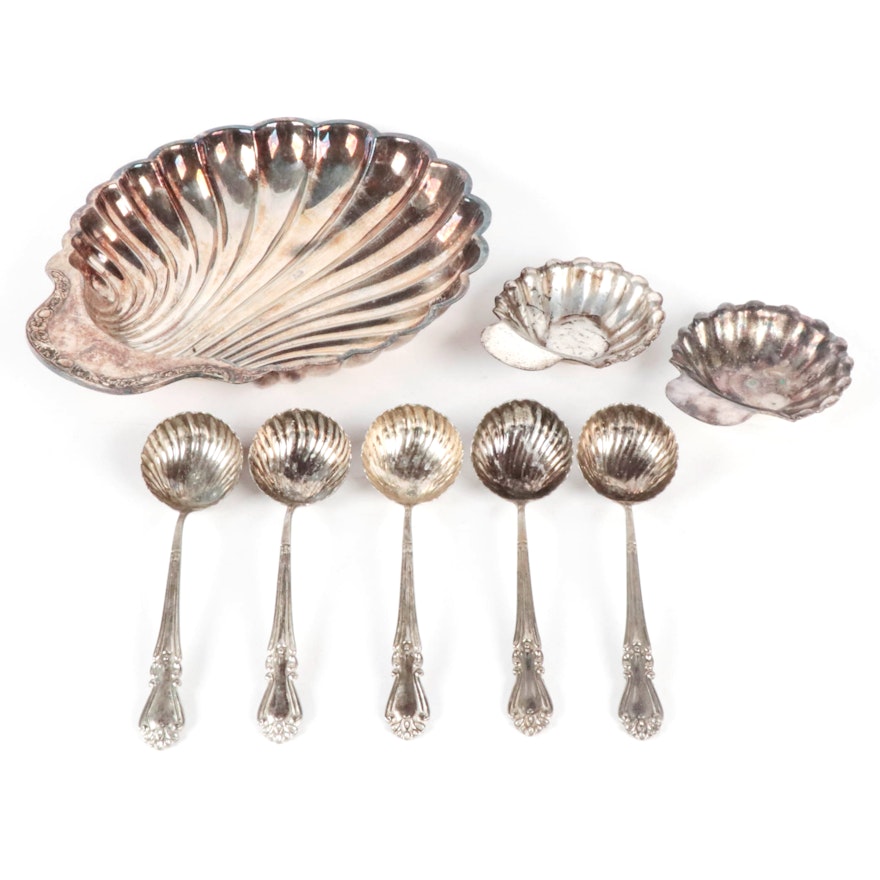 International Silver Co. Silver Plate Shell-Form Serving Dishes and Spoons