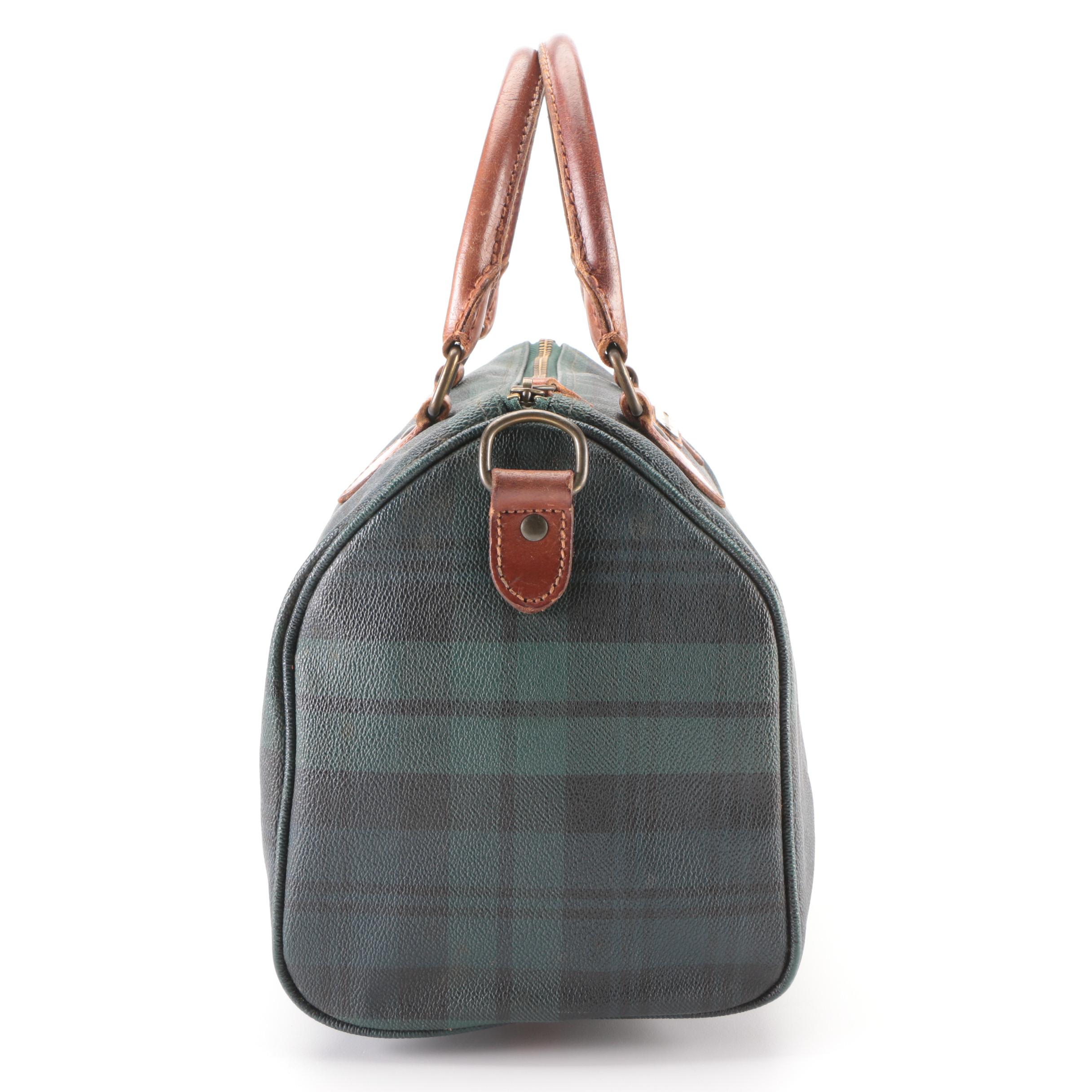 Polo Ralph Lauren Boston Bag in Blackwatch Plaid Coated Canvas with Leather Trim