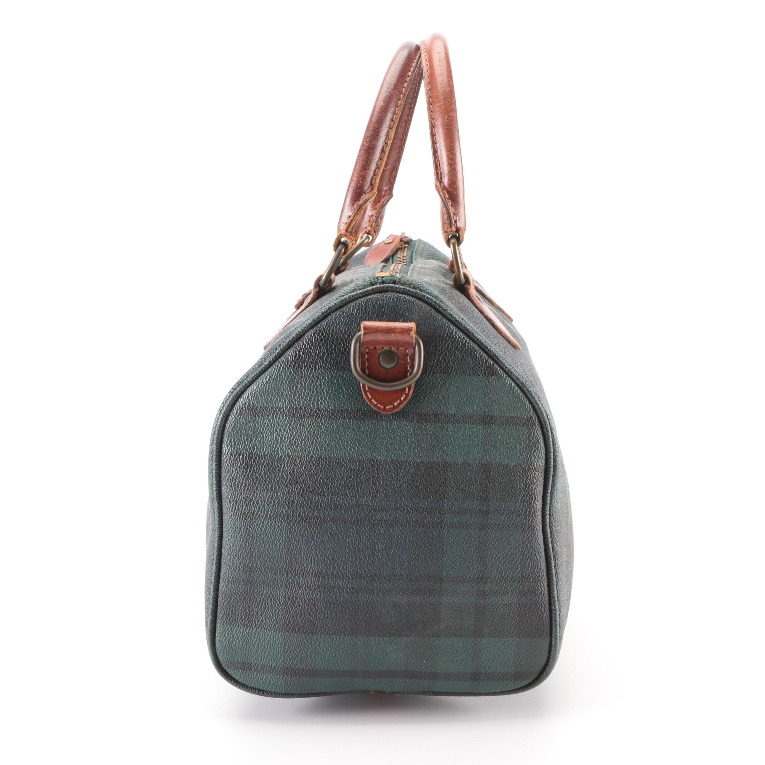 Polo Ralph Lauren Boston Bag in Blackwatch Plaid Coated Canvas with Leather Trim