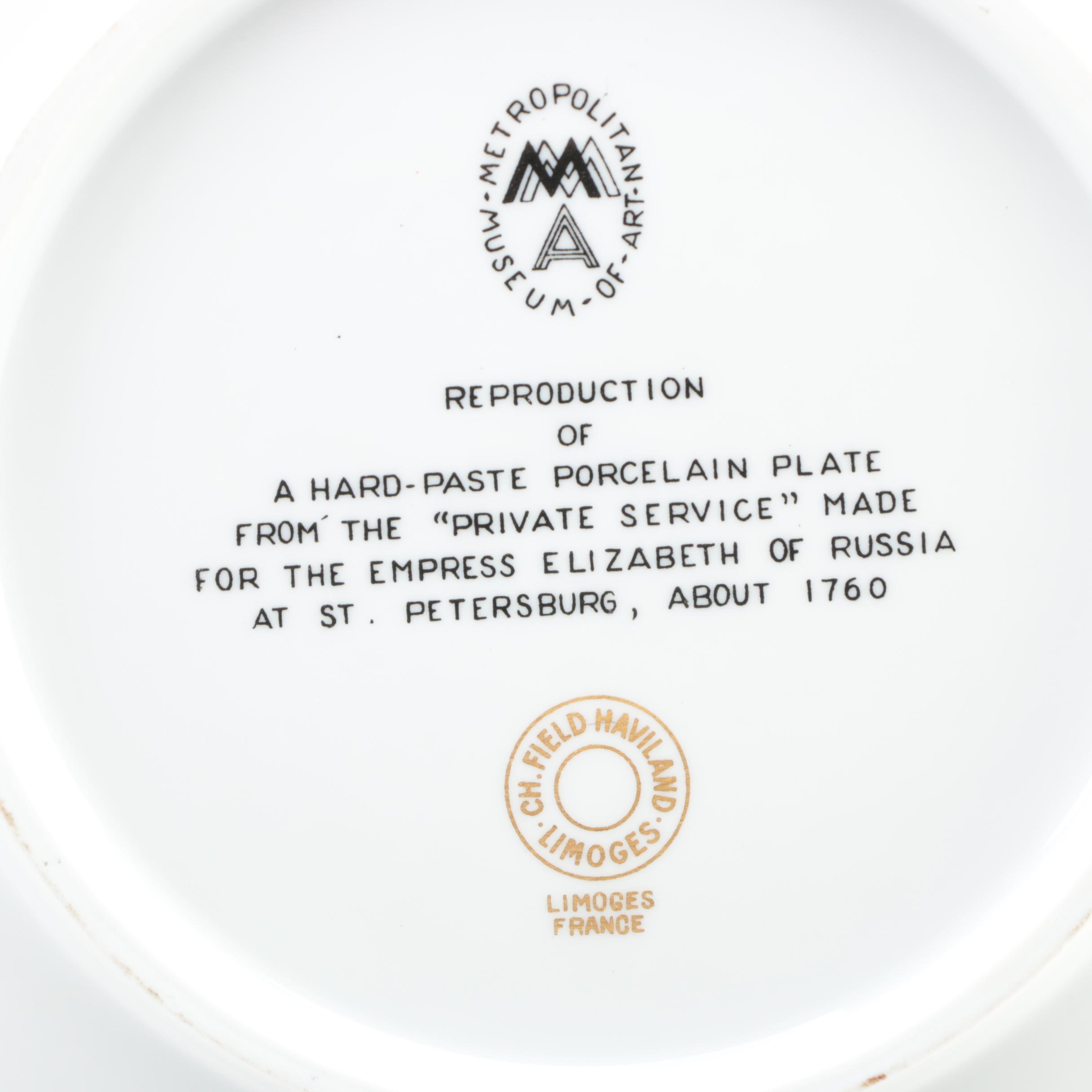 Haviland Limoges for MMA Reproduction Russian Empress Porcelain Plates