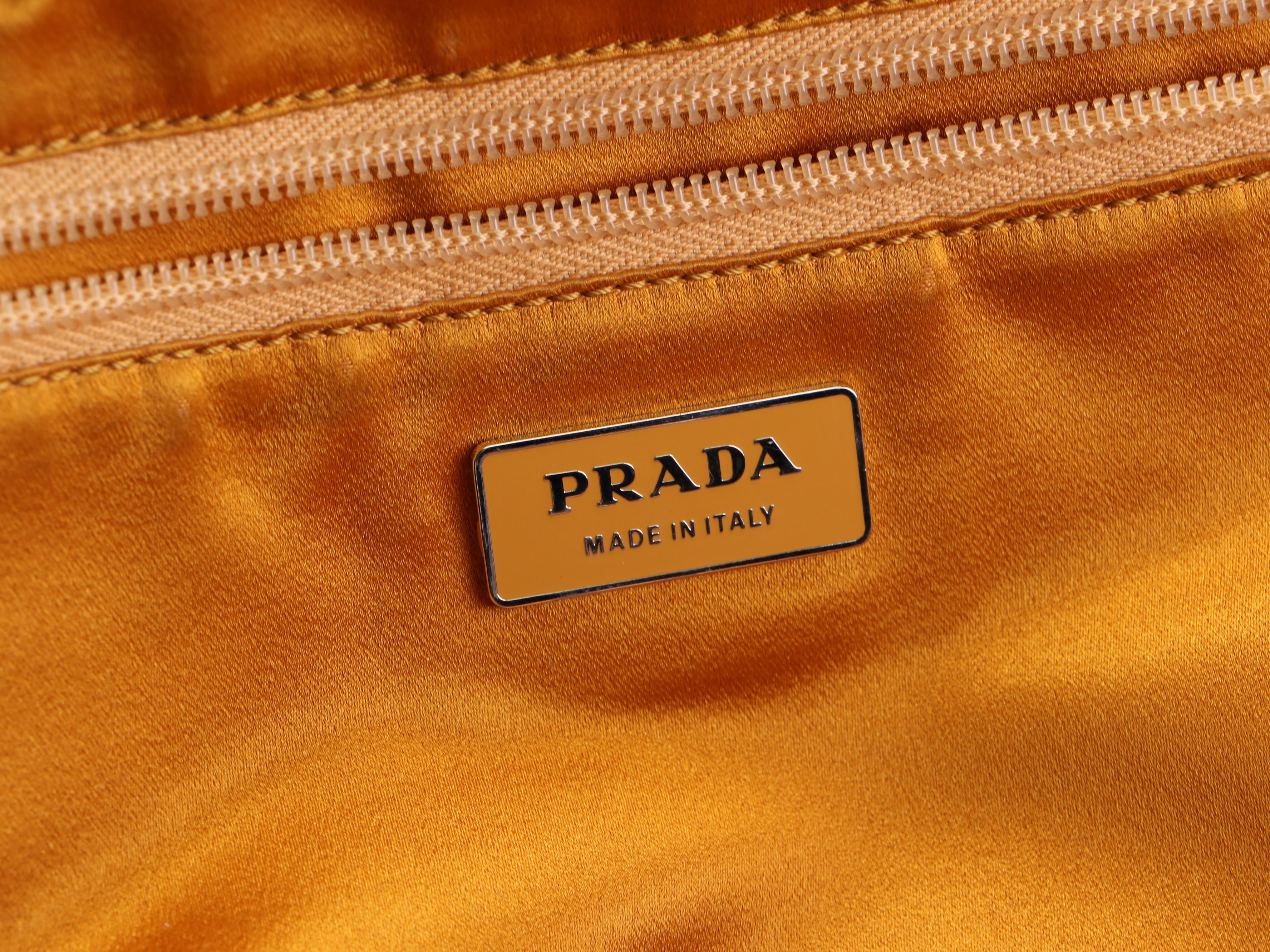 Prada Medium Boston Bag in Canvas with Orange Leather Trim