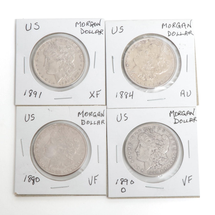 1880, 1884, 1890-O, and 1891 Silver Morgan Dollars