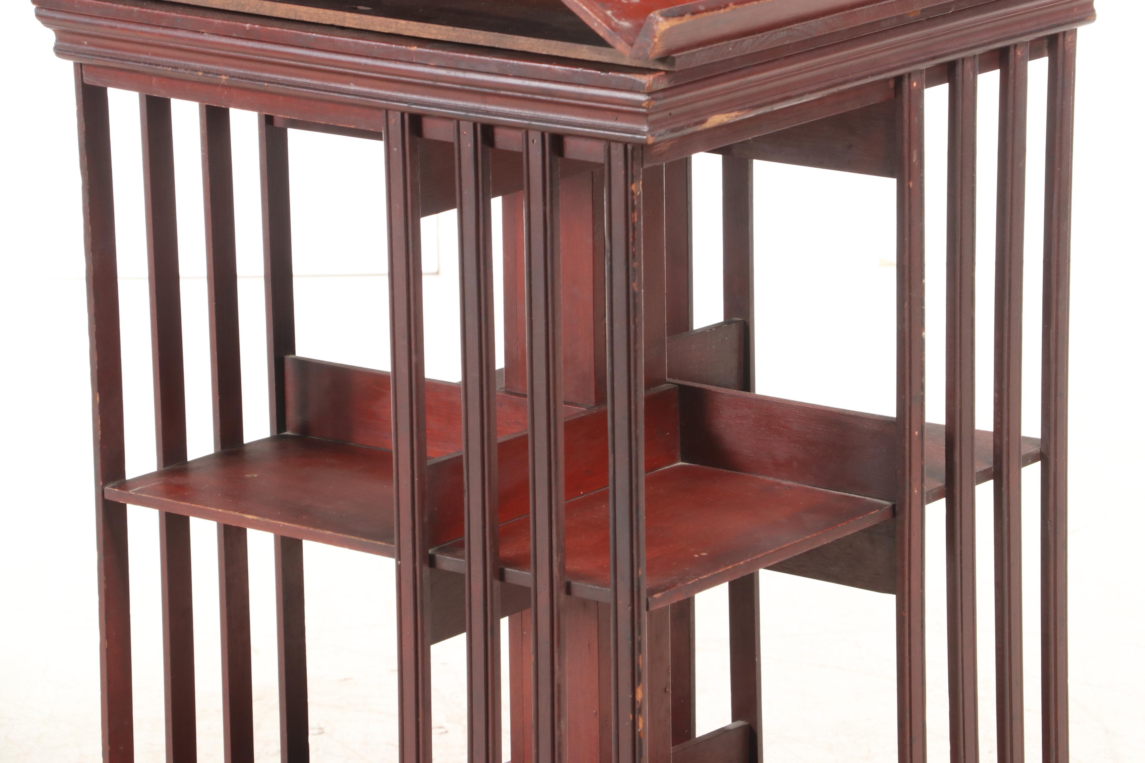 American Innovative Three-Tier Revolving Bookcase, circa 1900