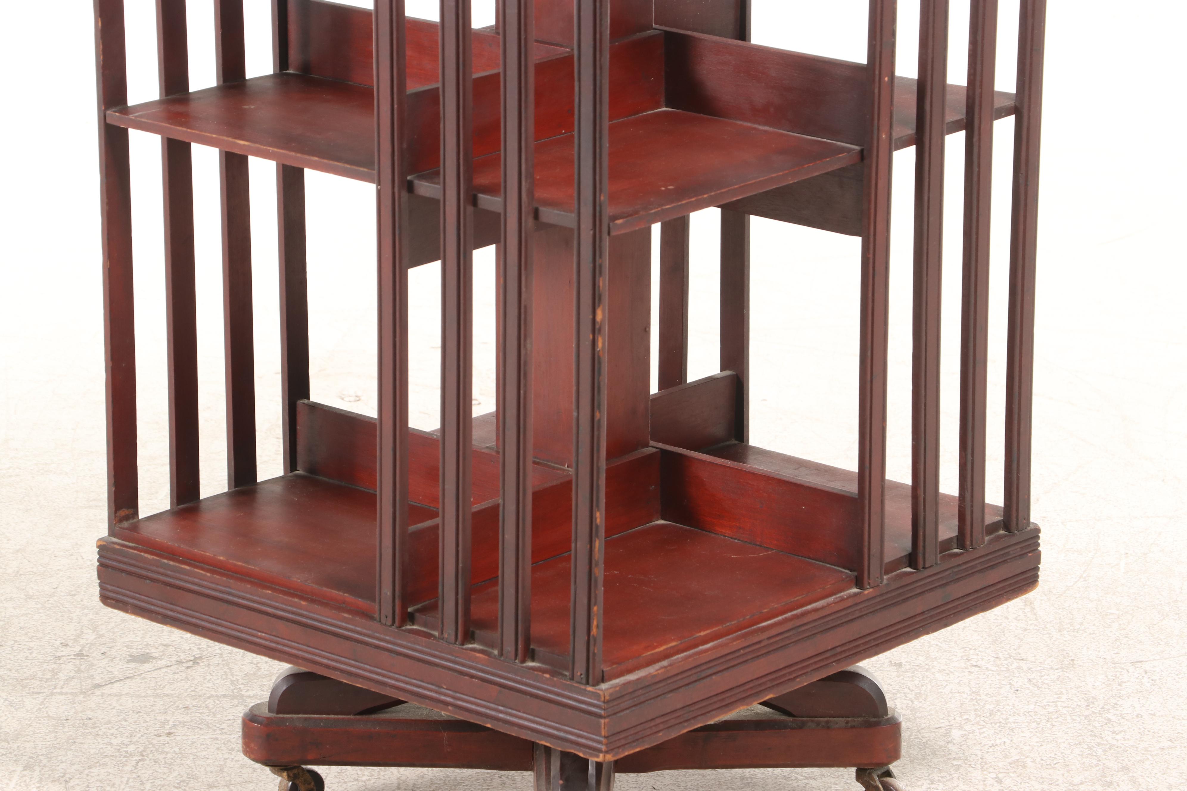 American Innovative Three-Tier Revolving Bookcase, circa 1900
