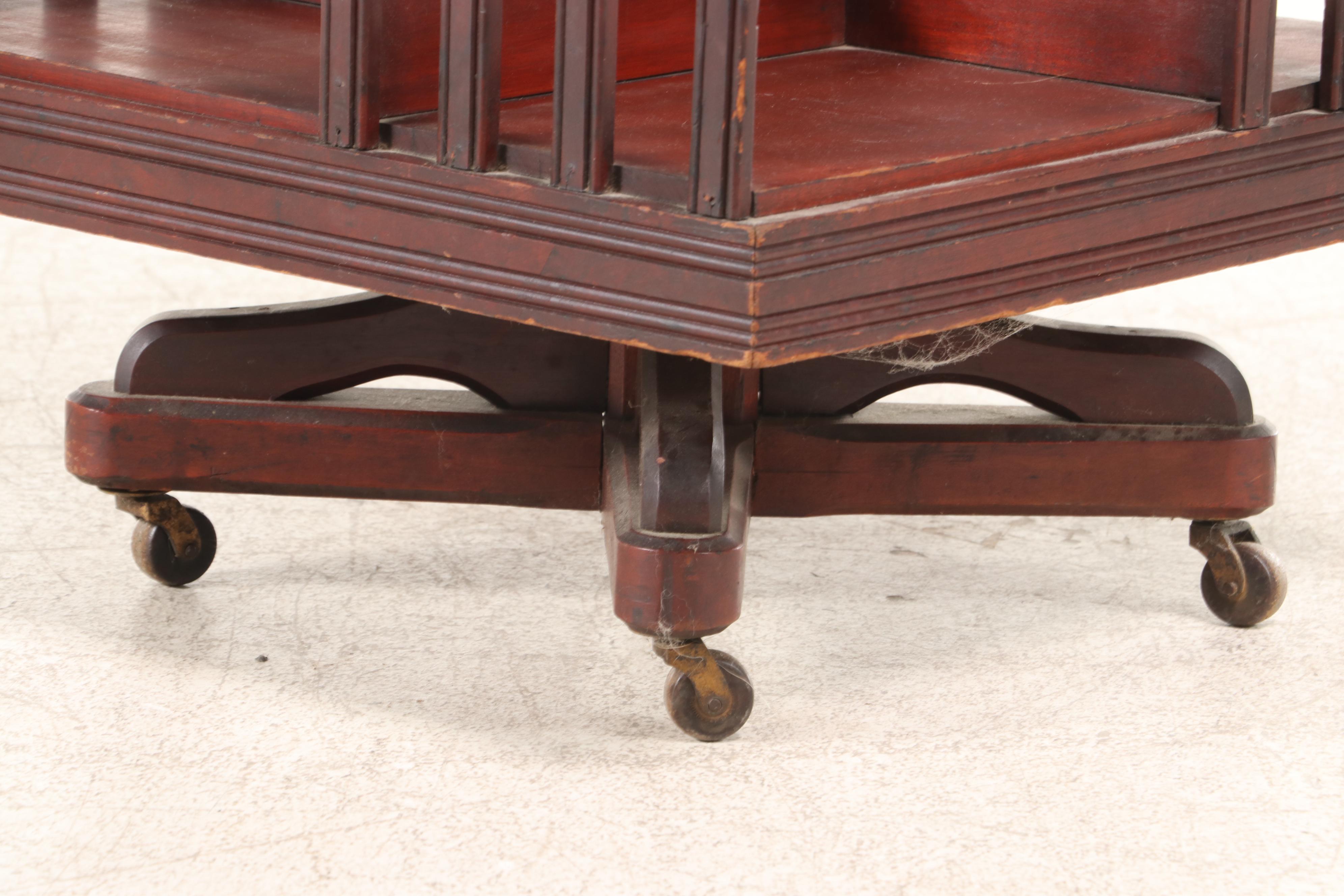 American Innovative Three-Tier Revolving Bookcase, circa 1900