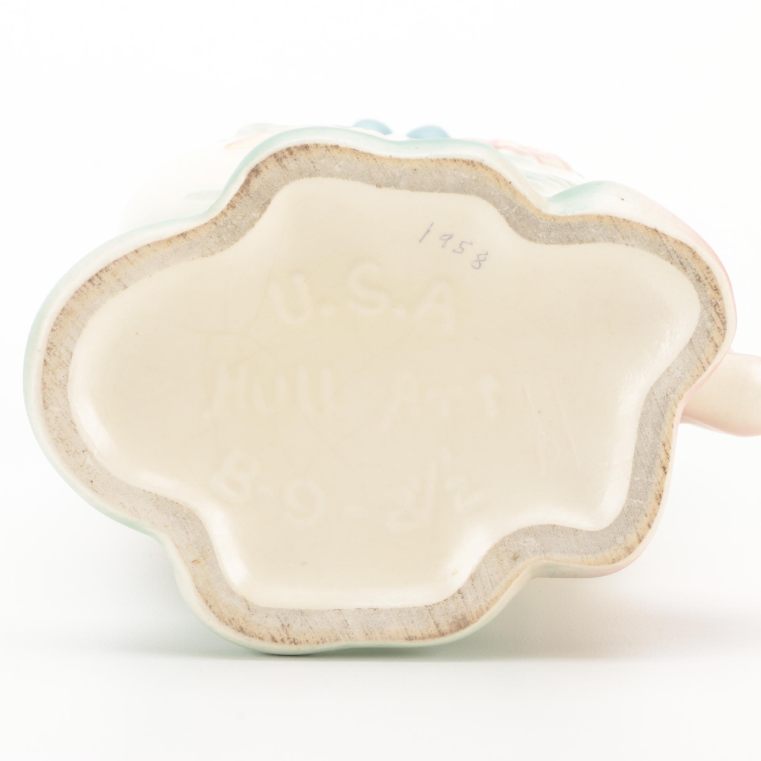 Hull Pottery "Bow Knot Blue and Turquoise" Vases and Basket, Mid-20th C.