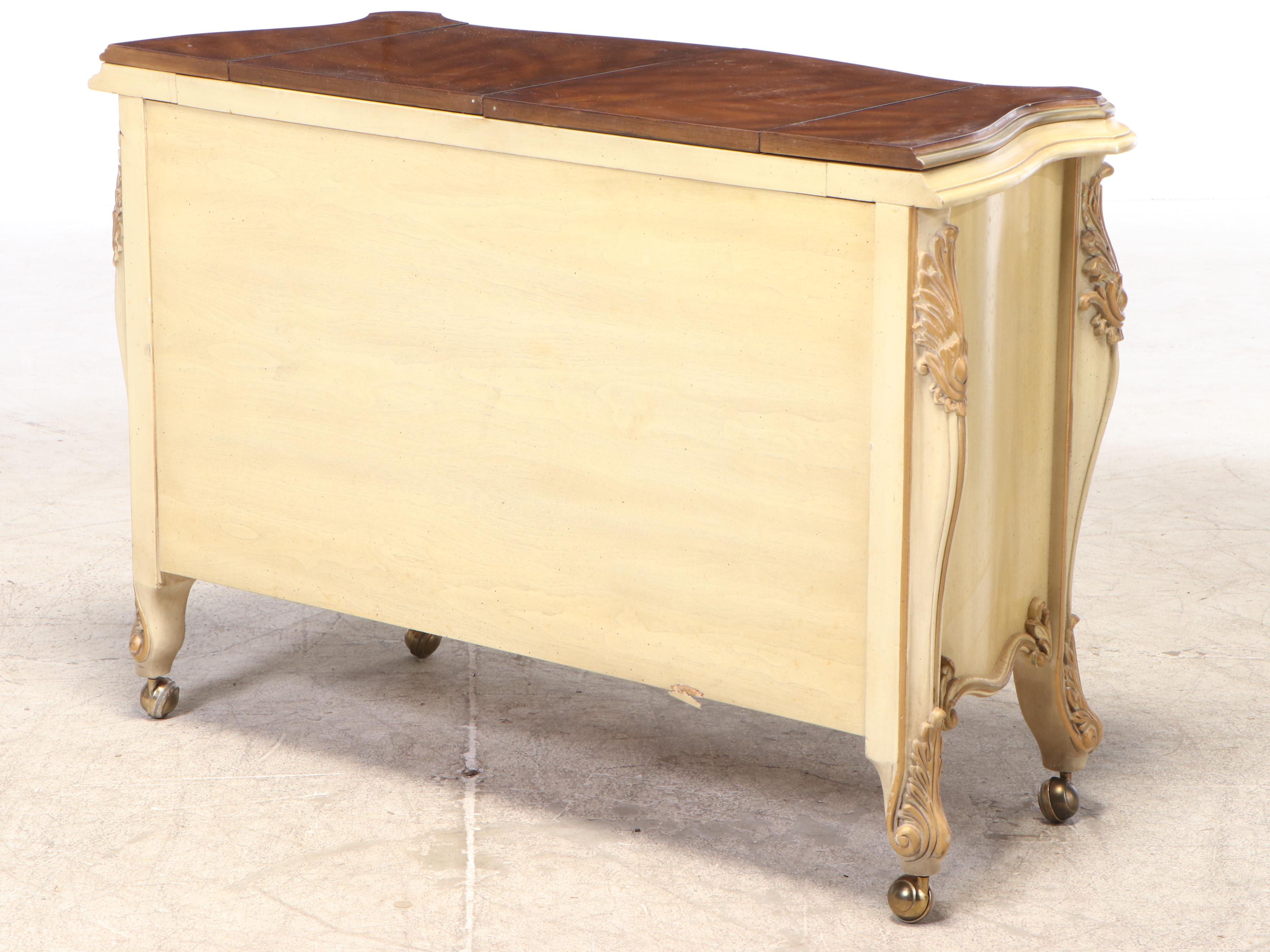 Ecker-Shane Furniture Rococo Style Painted and Carved Wood Bar Cabinet