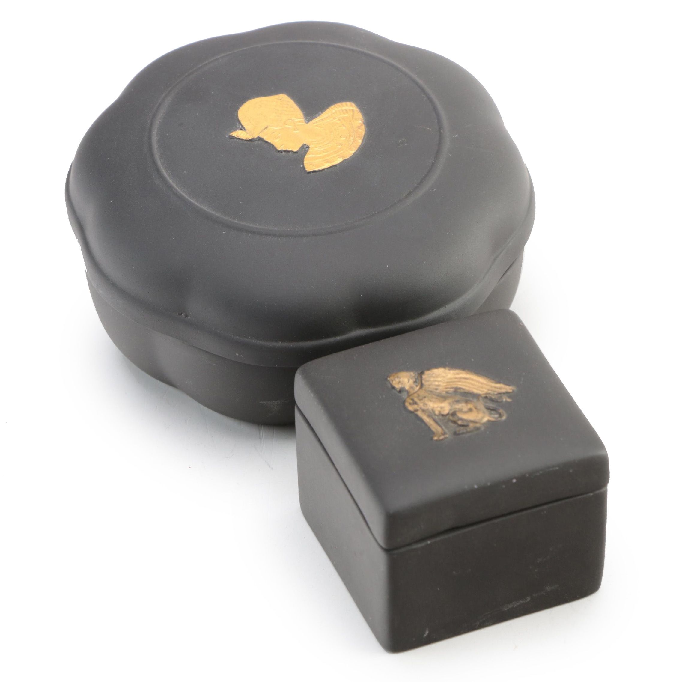 Wedgwood "Egyptian Collection" Black Jasperware Trinket Boxes