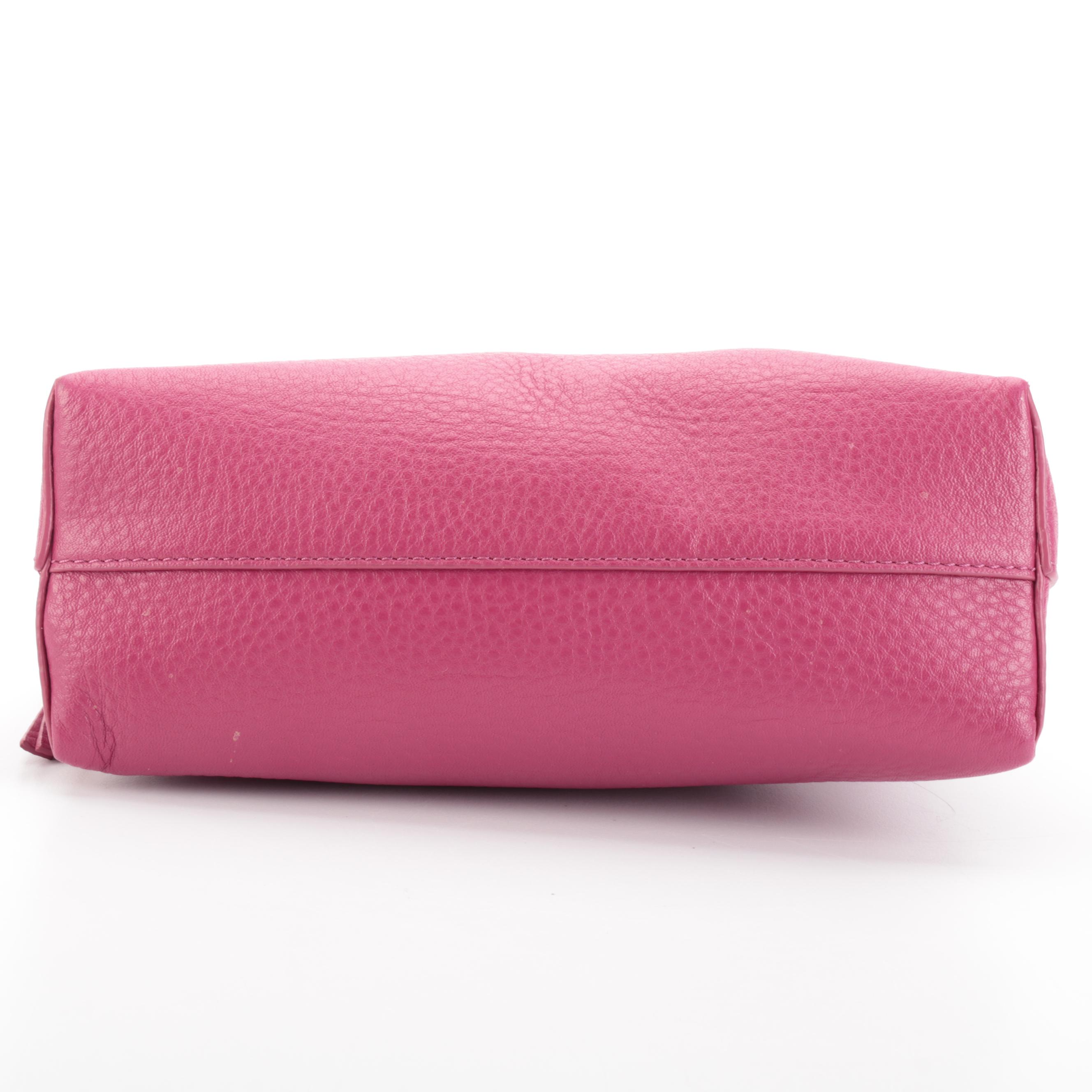 Tory Burch Fuchsia Leather Toiletry Pouch and Purple Leather Zip-Around Wallet