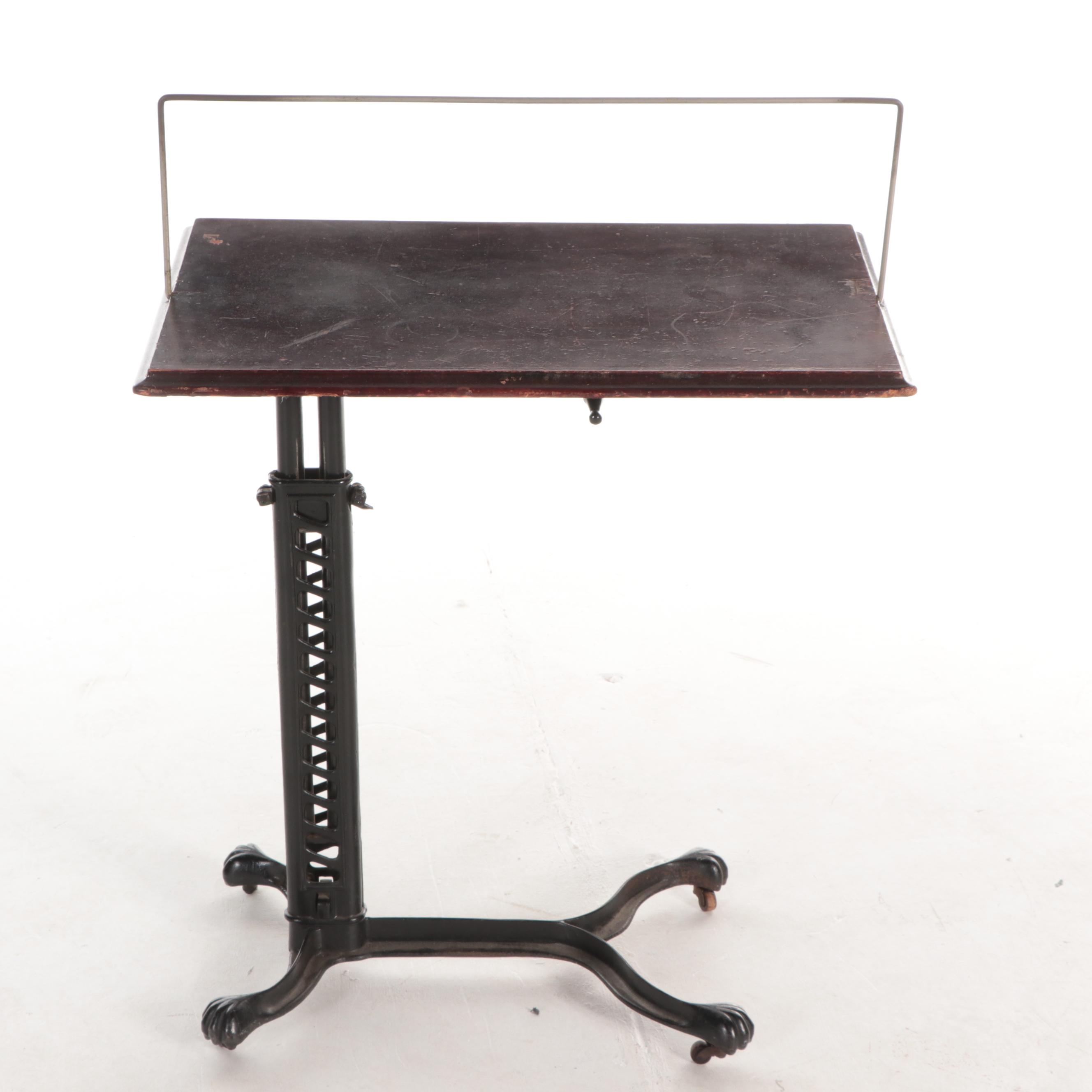 Industrial Style Wood and Cast Iron Drafting Table, Early 20th Century