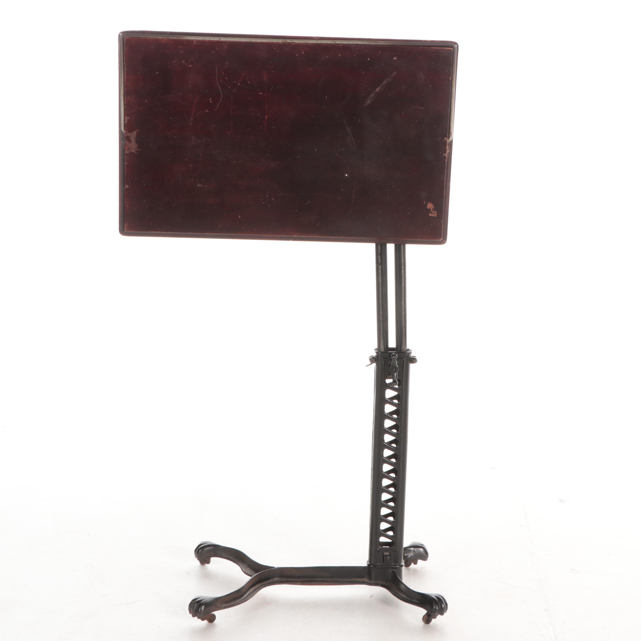 Industrial Style Wood and Cast Iron Drafting Table, Early 20th Century