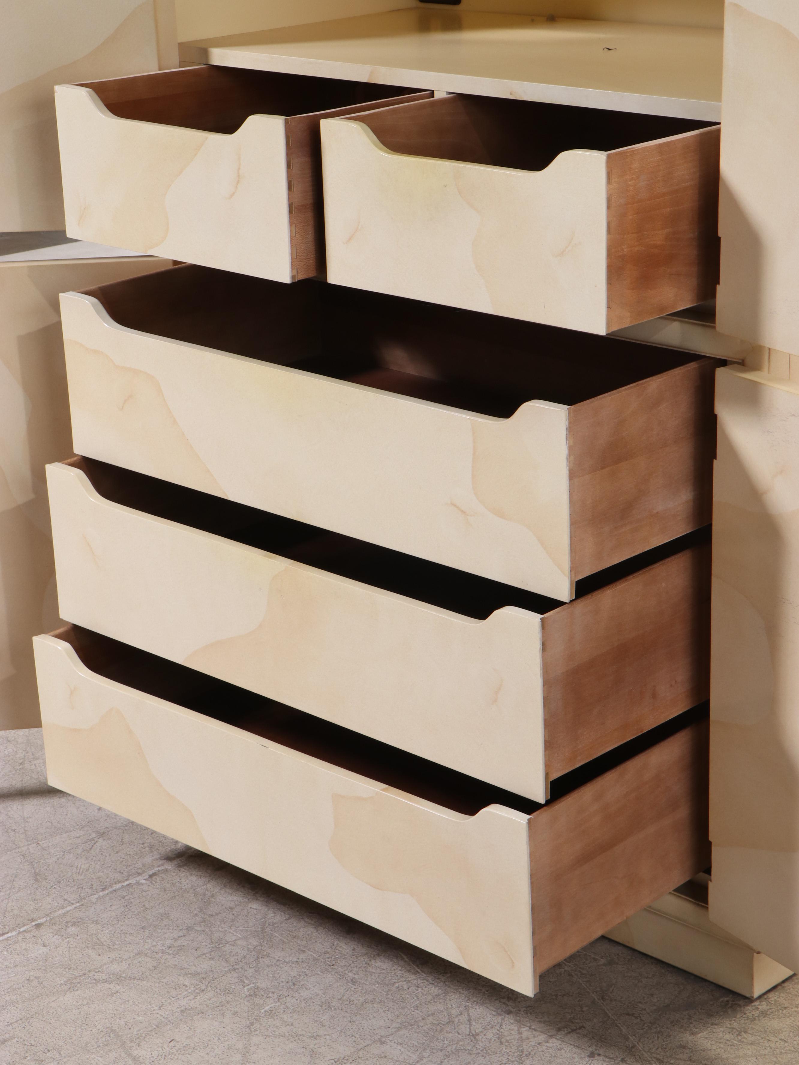 Henredon "Folio 16" Chinese Style Faux Goatskin Lacquered Armoire, 1980s