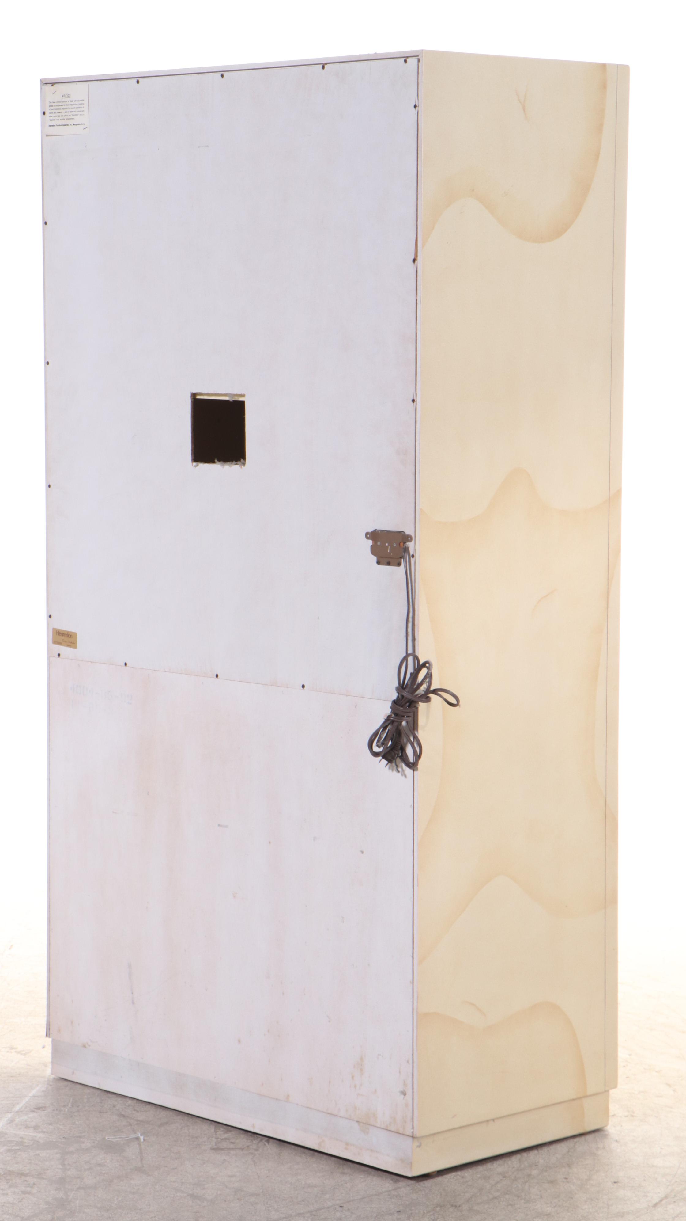 Henredon "Folio 16" Chinese Style Faux Goatskin Lacquered Armoire, 1980s