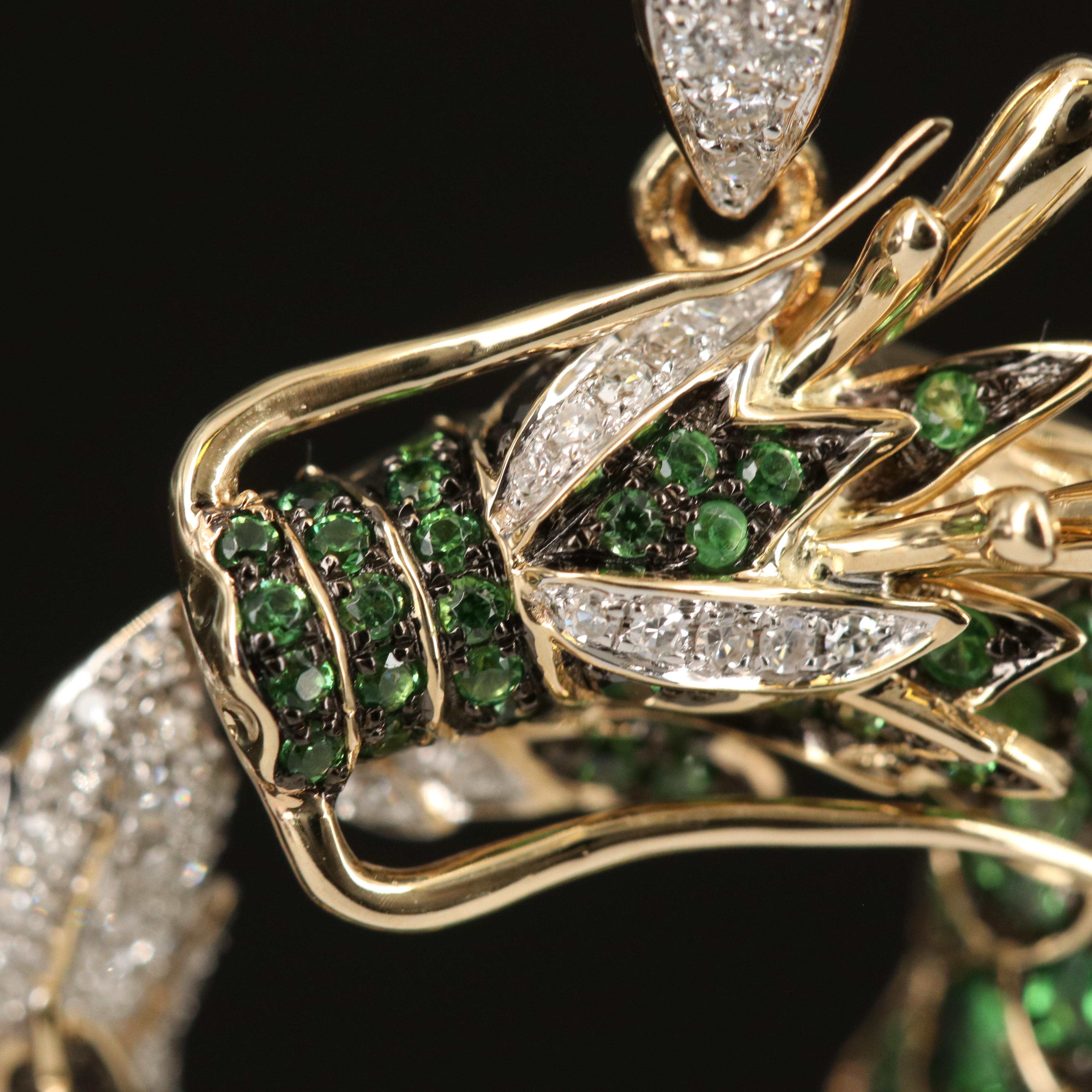 EFFY 14K 0.19 CTW Diamond and Tsavorite Dragon Pendant Necklace