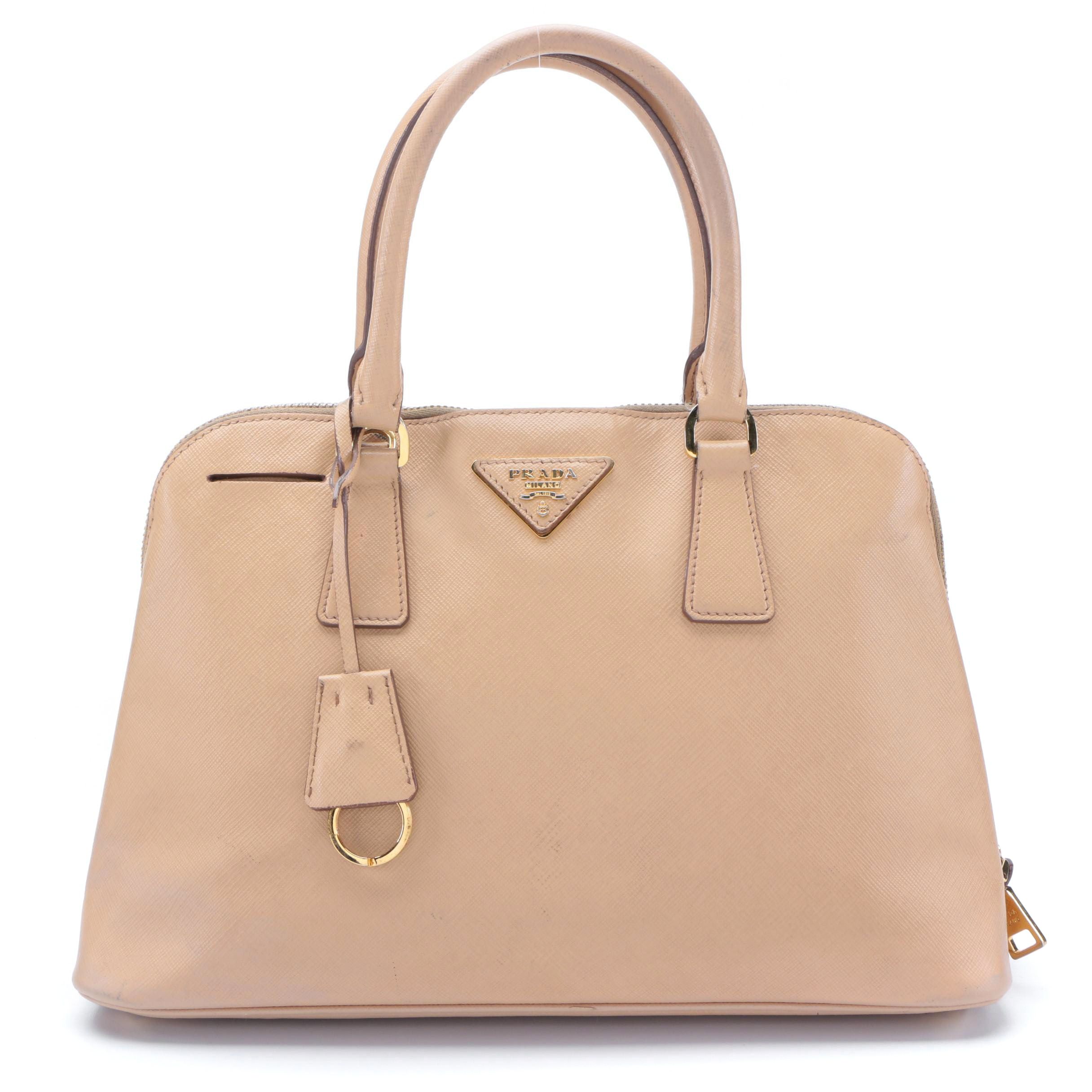 Prada Beige Saffiano Leather Handbag