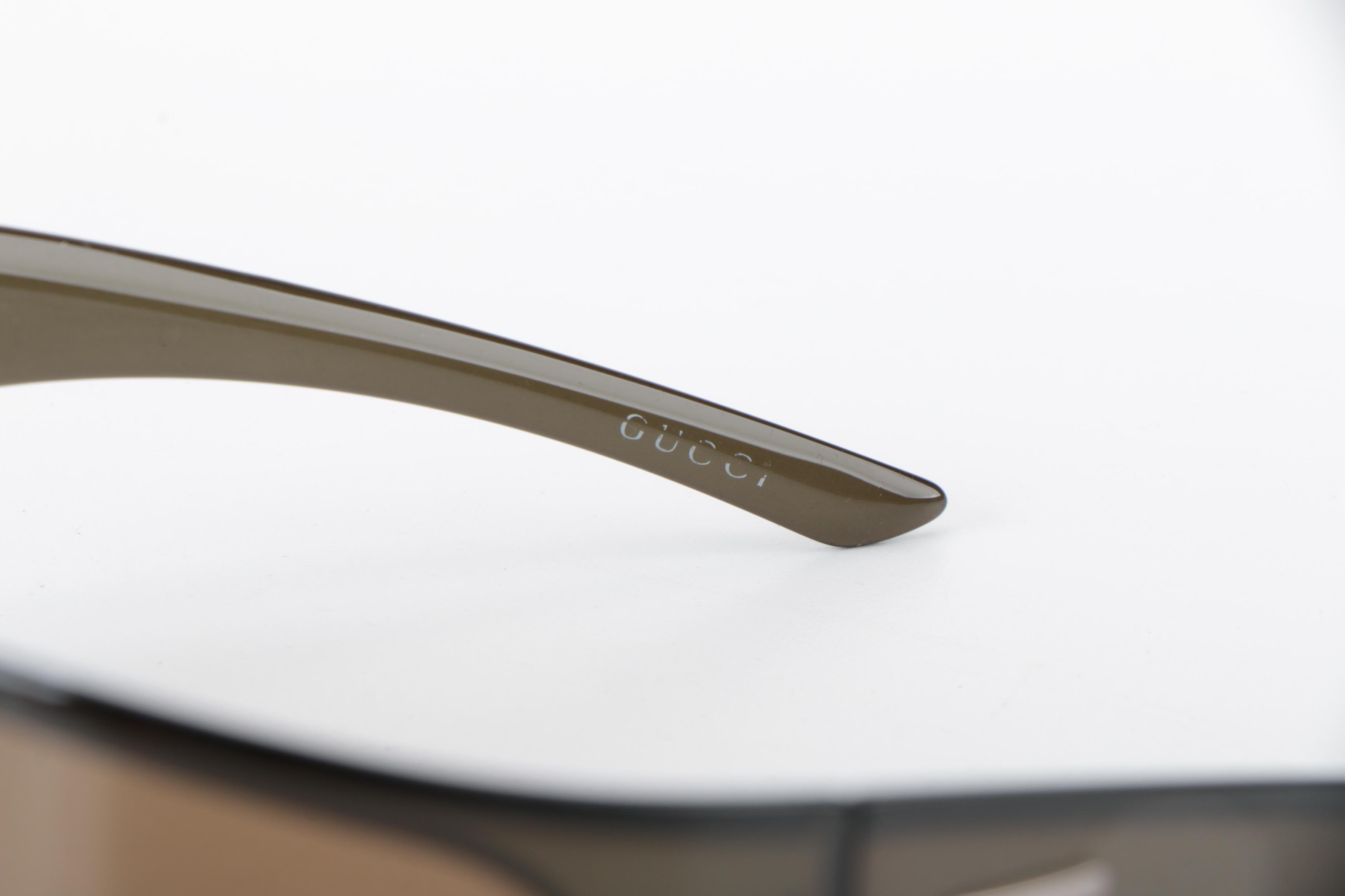 Gucci GG 1498/S Olive Brown Shield Sunglasses with Case