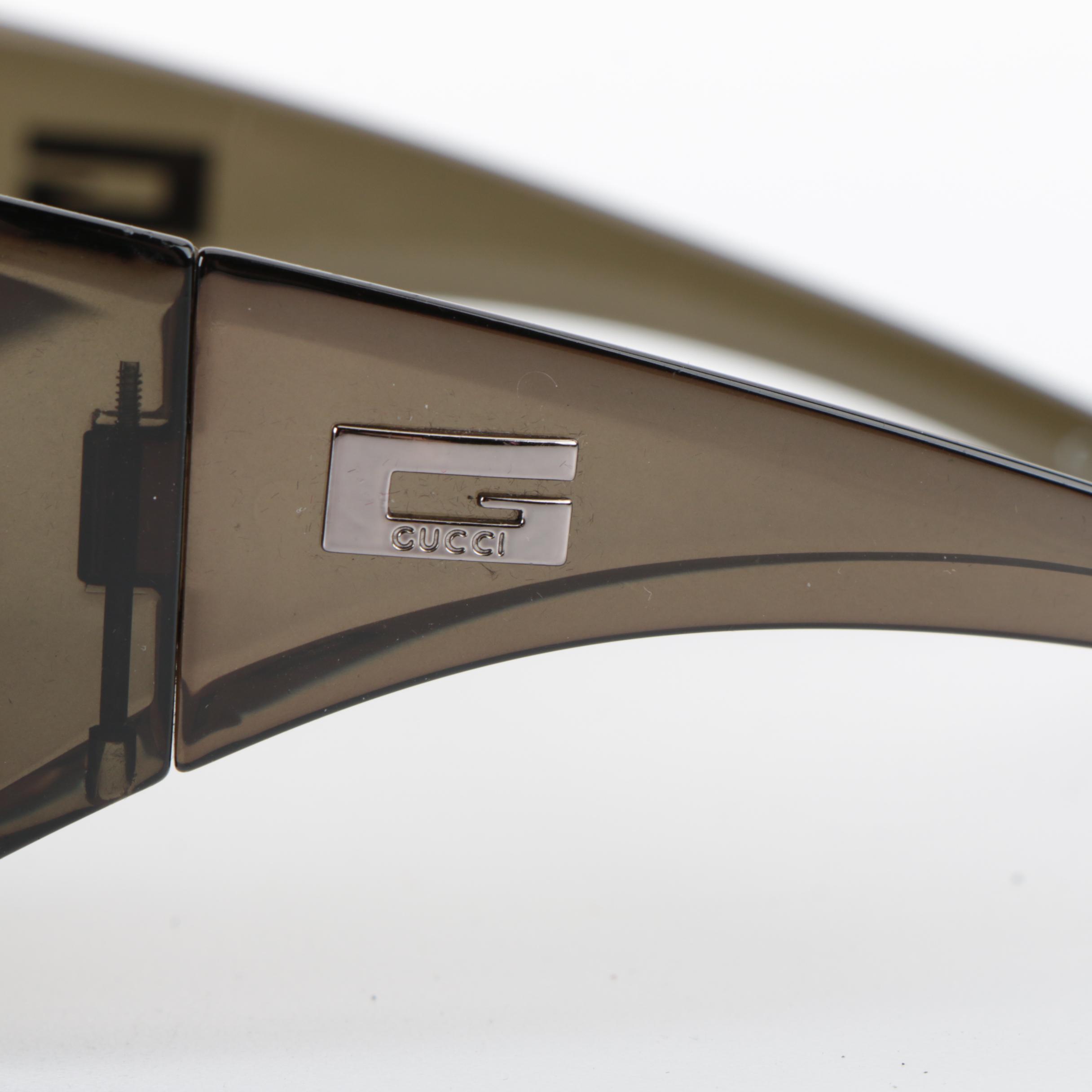 Gucci GG 1498/S Olive Brown Shield Sunglasses with Case