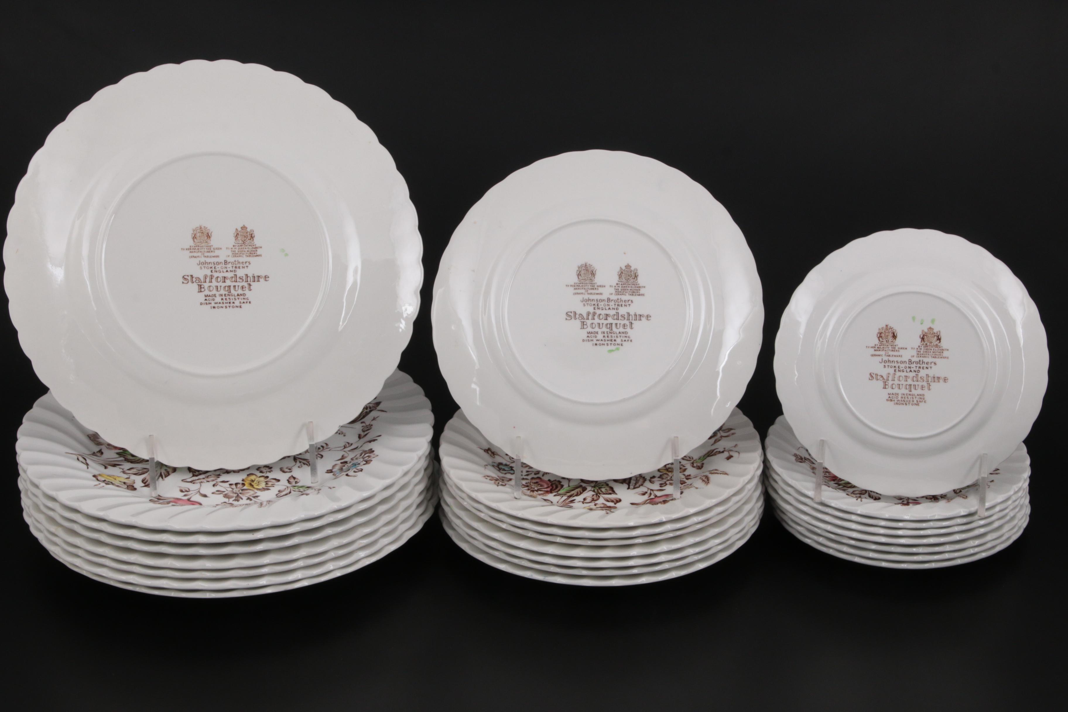 Johnson Brothers "Staffordshire Bouquet" Ironstone Dinnerware and Serveware