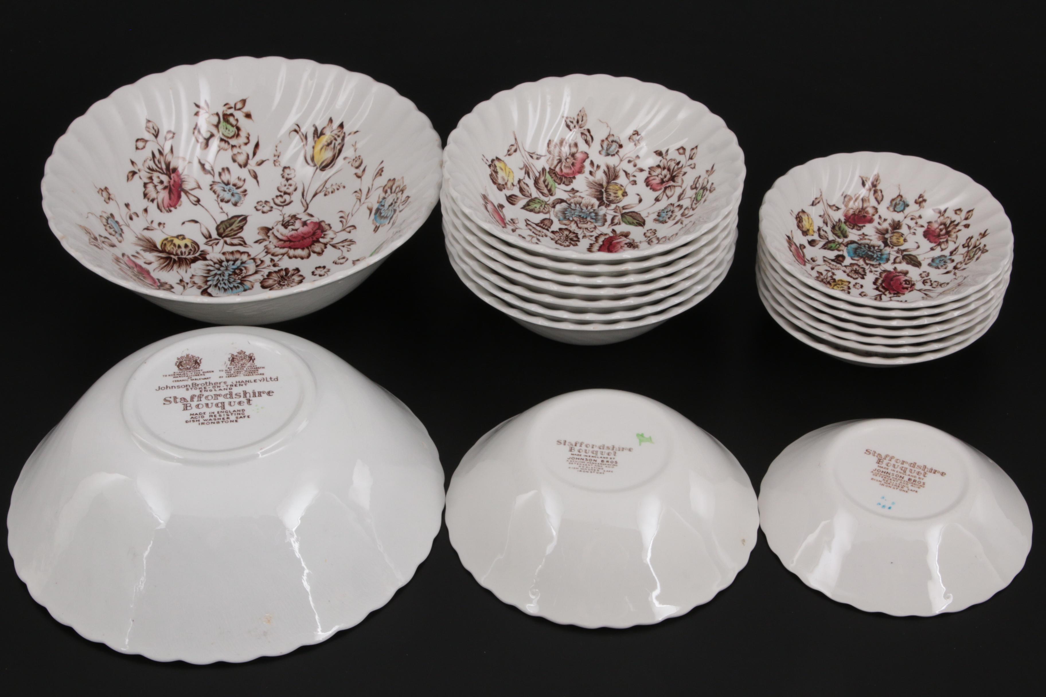 Johnson Brothers "Staffordshire Bouquet" Ironstone Dinnerware and Serveware