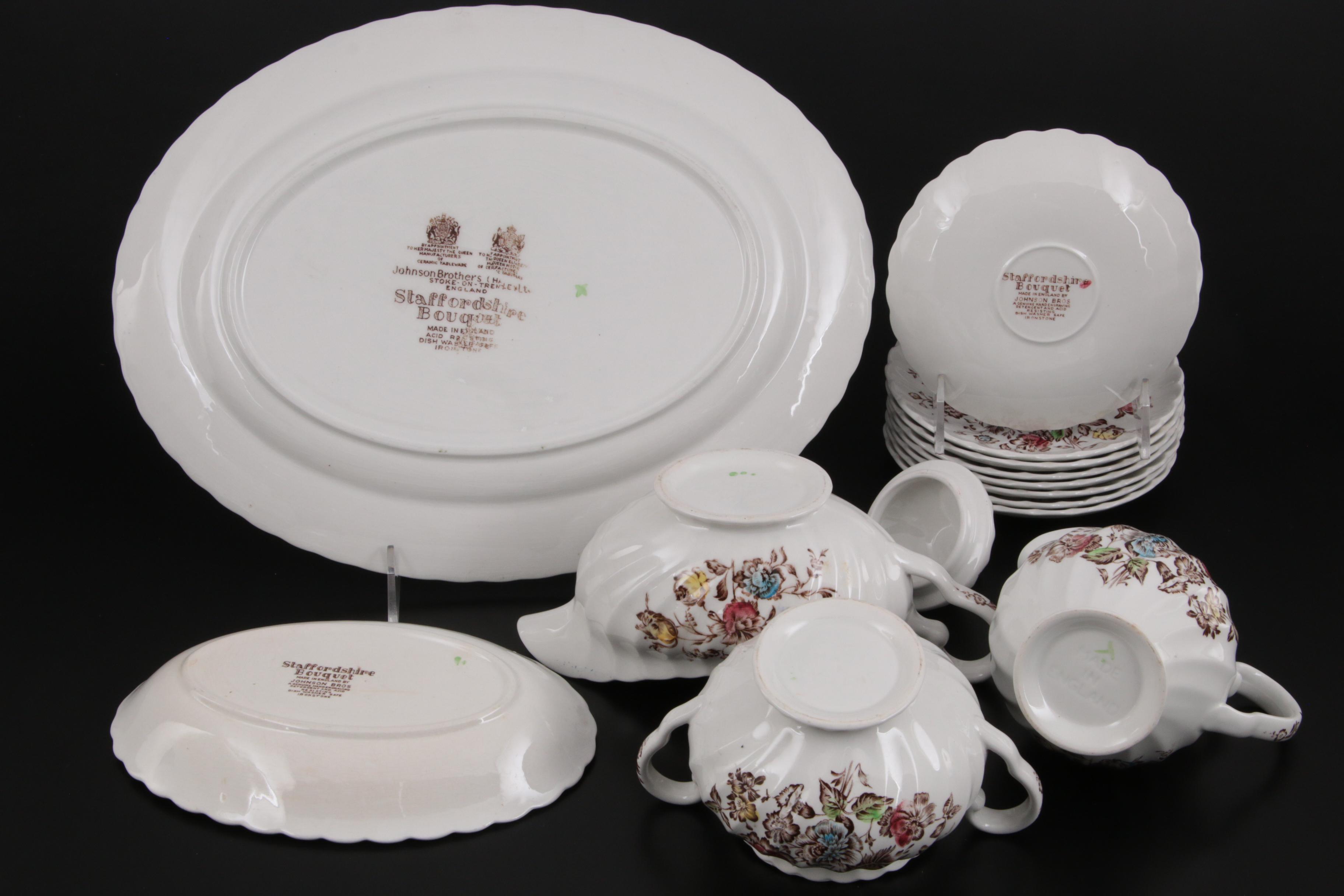 Johnson Brothers "Staffordshire Bouquet" Ironstone Dinnerware and Serveware