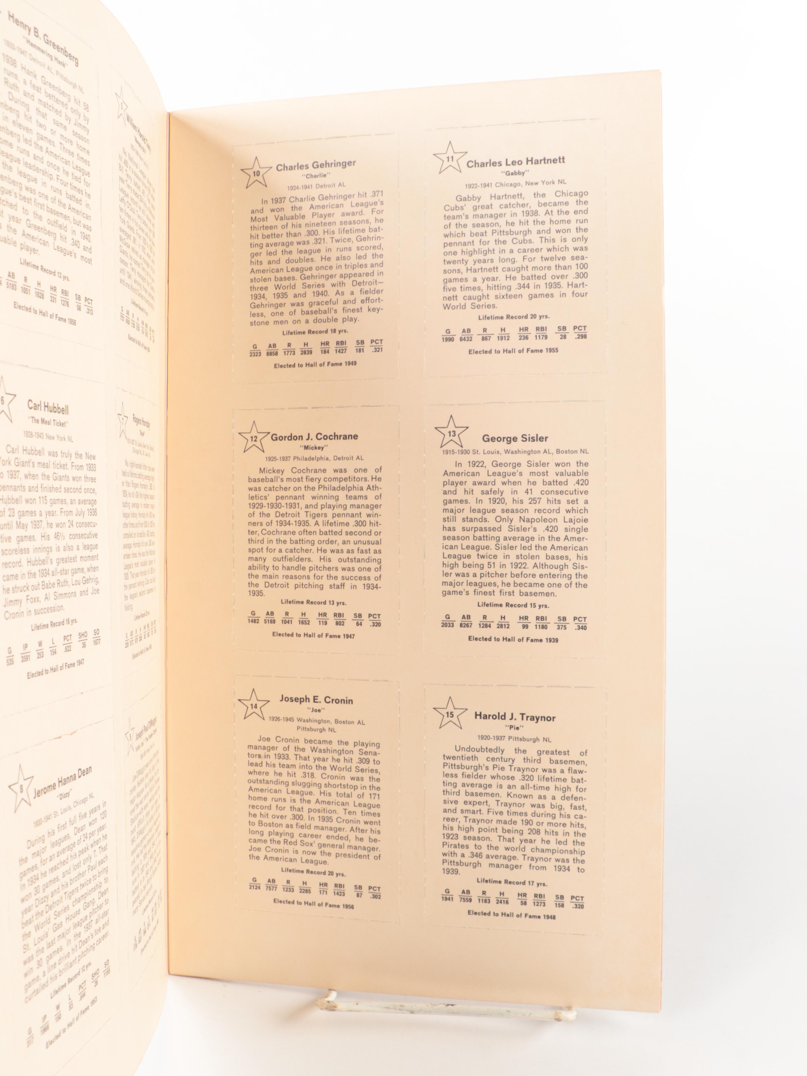 1961 Golden Press Hall of Fame Star Complete Set Baseball Cards in Original Book