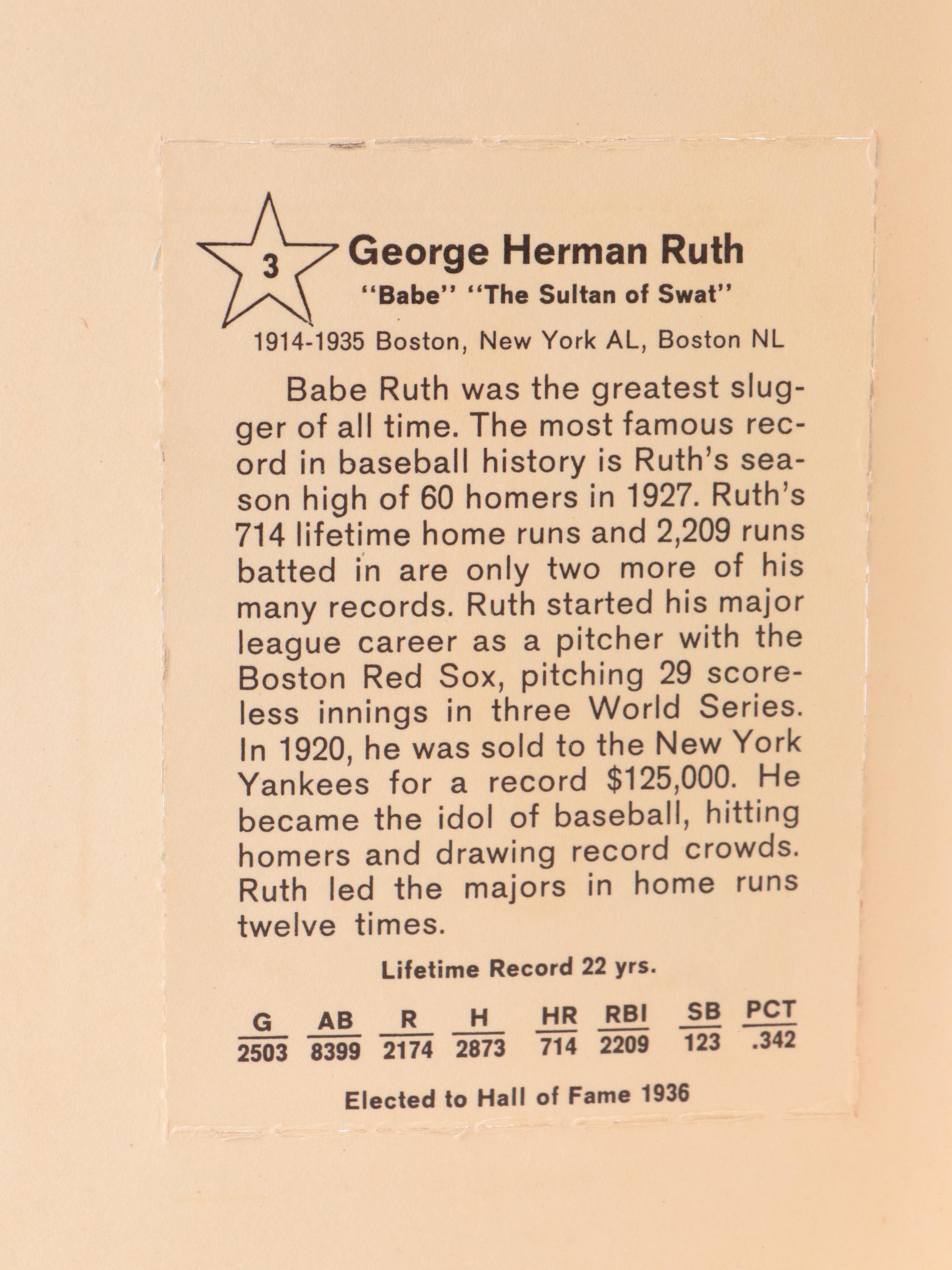 1961 Golden Press Hall of Fame Star Complete Set Baseball Cards in Original Book