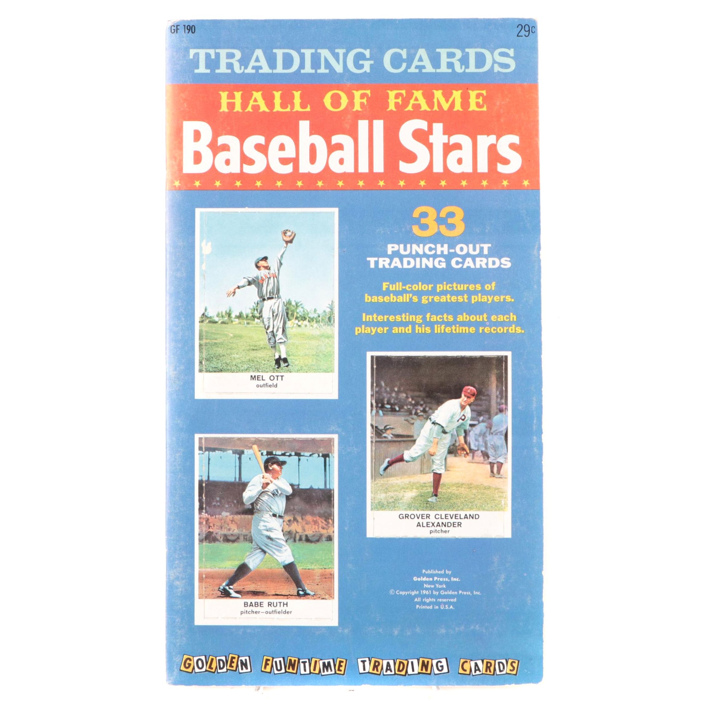 1961 Golden Press Hall of Fame Star Complete Set Baseball Cards in Original Book