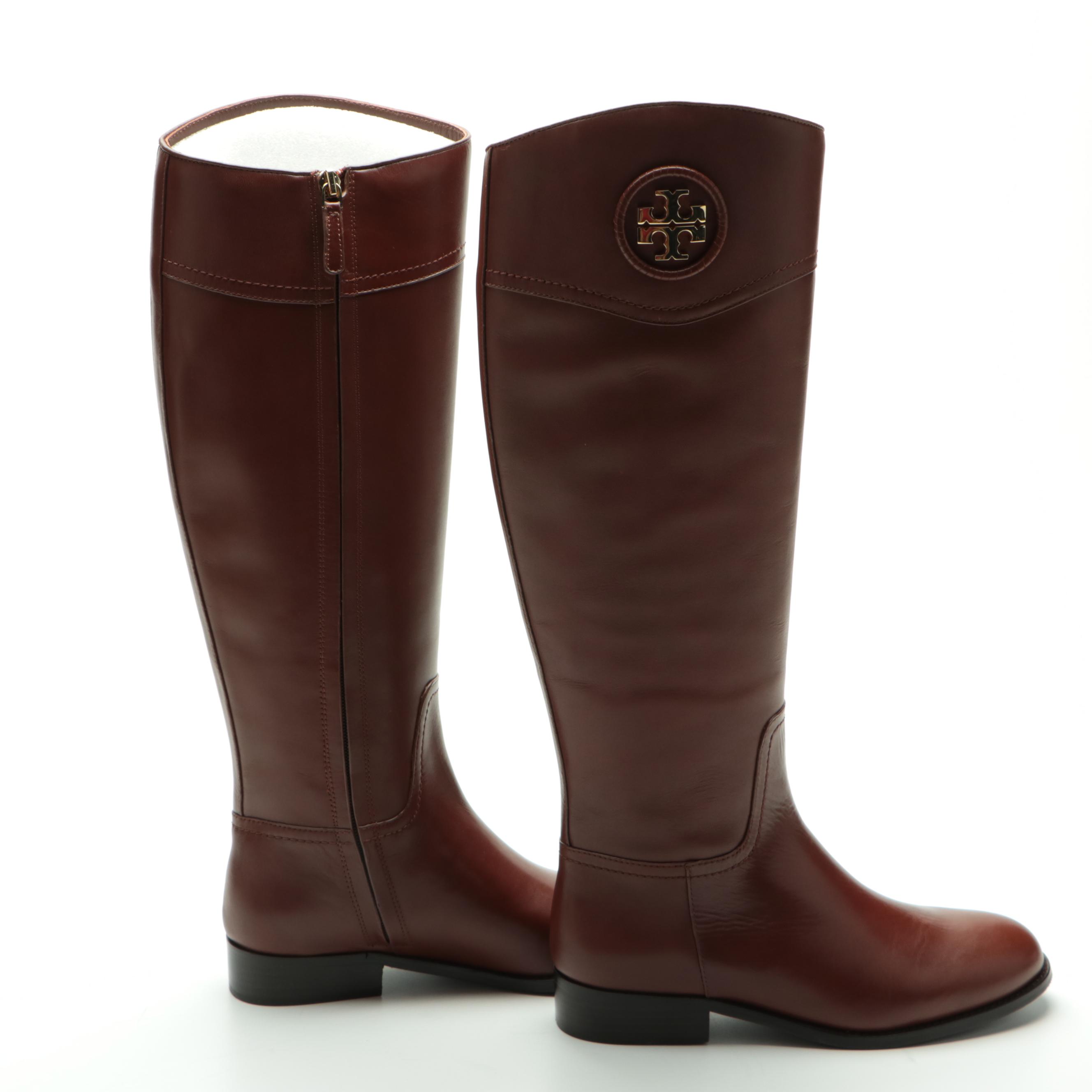 Tory Burch Ashlynn Riding Boots in Almond Venus Leather with Box