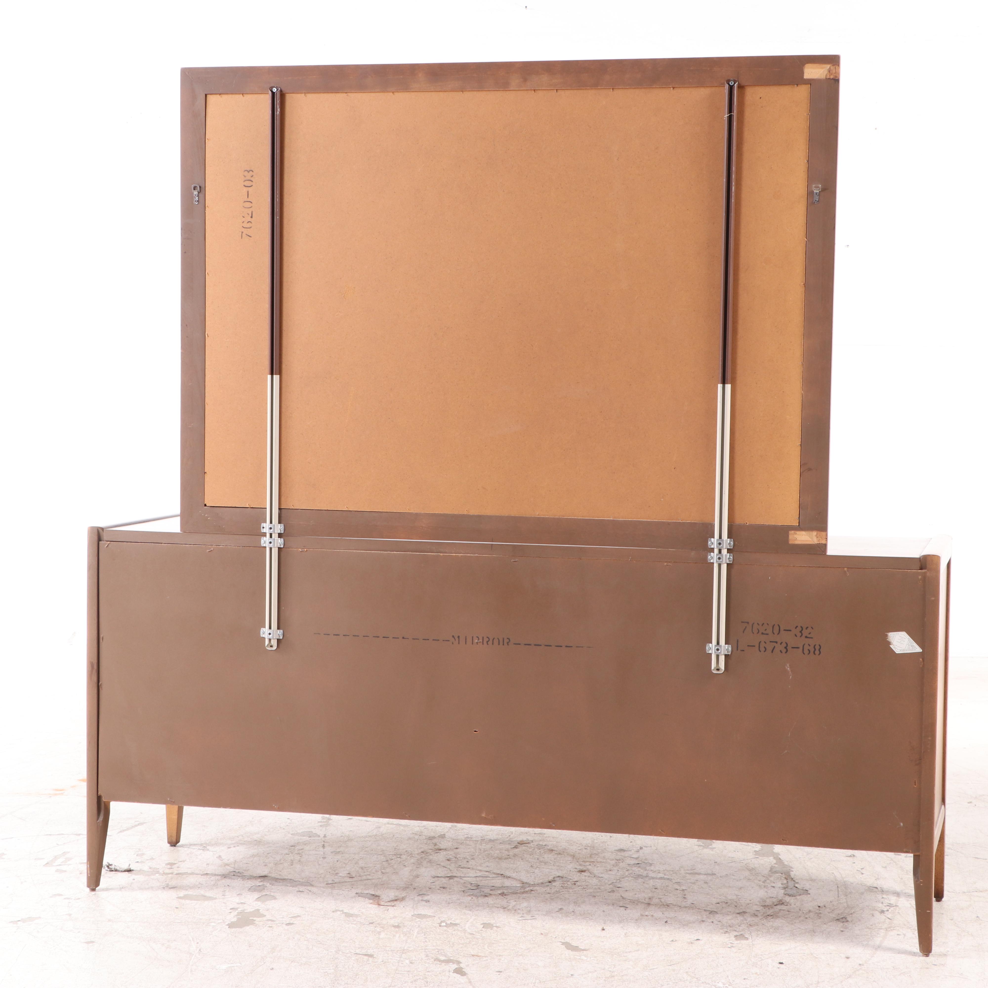 Broyhill Premier "Diamond Head" Mid Century Modern Pecan Nine-Drawer Dresser