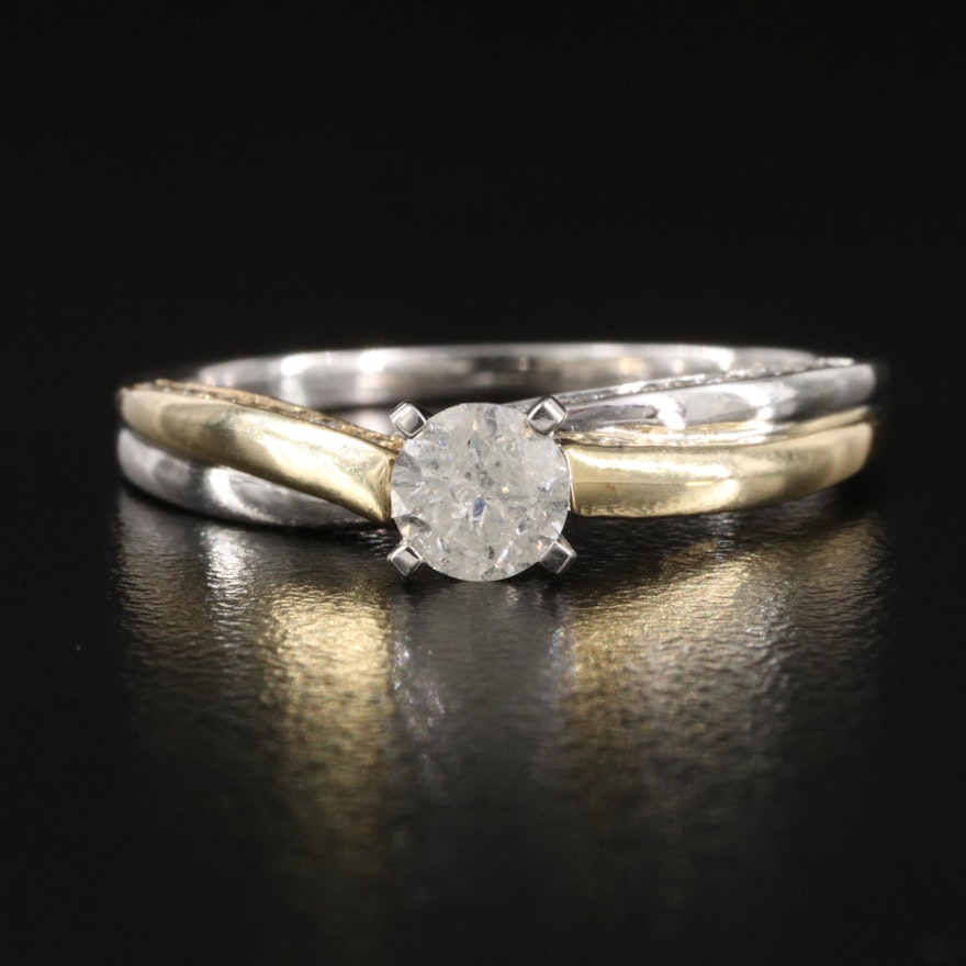 14K Two-Tone 0.68 CTW Diamond Crossover Ring