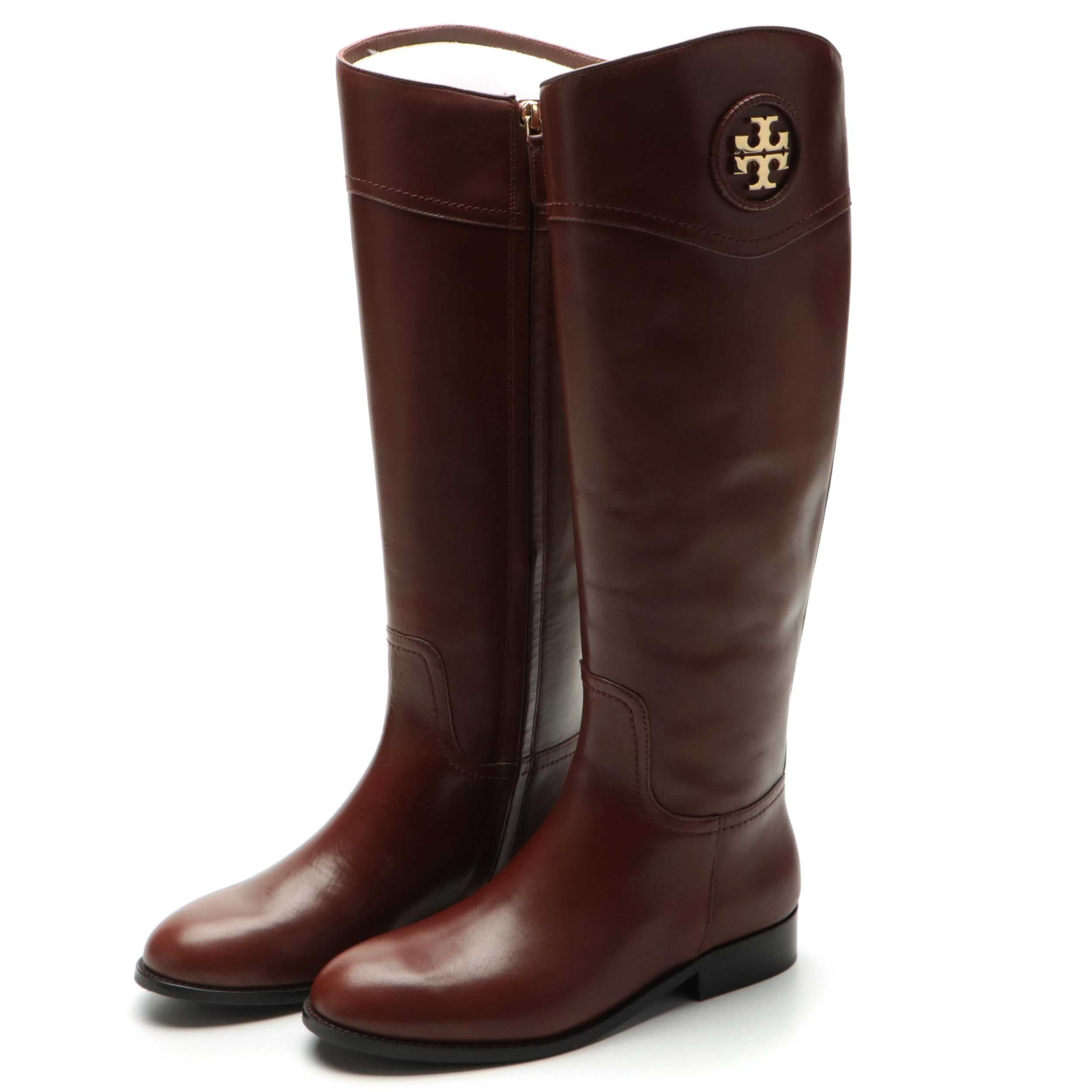 Tory Burch Ashlynn Riding Boots in Almond Venus Leather with Box