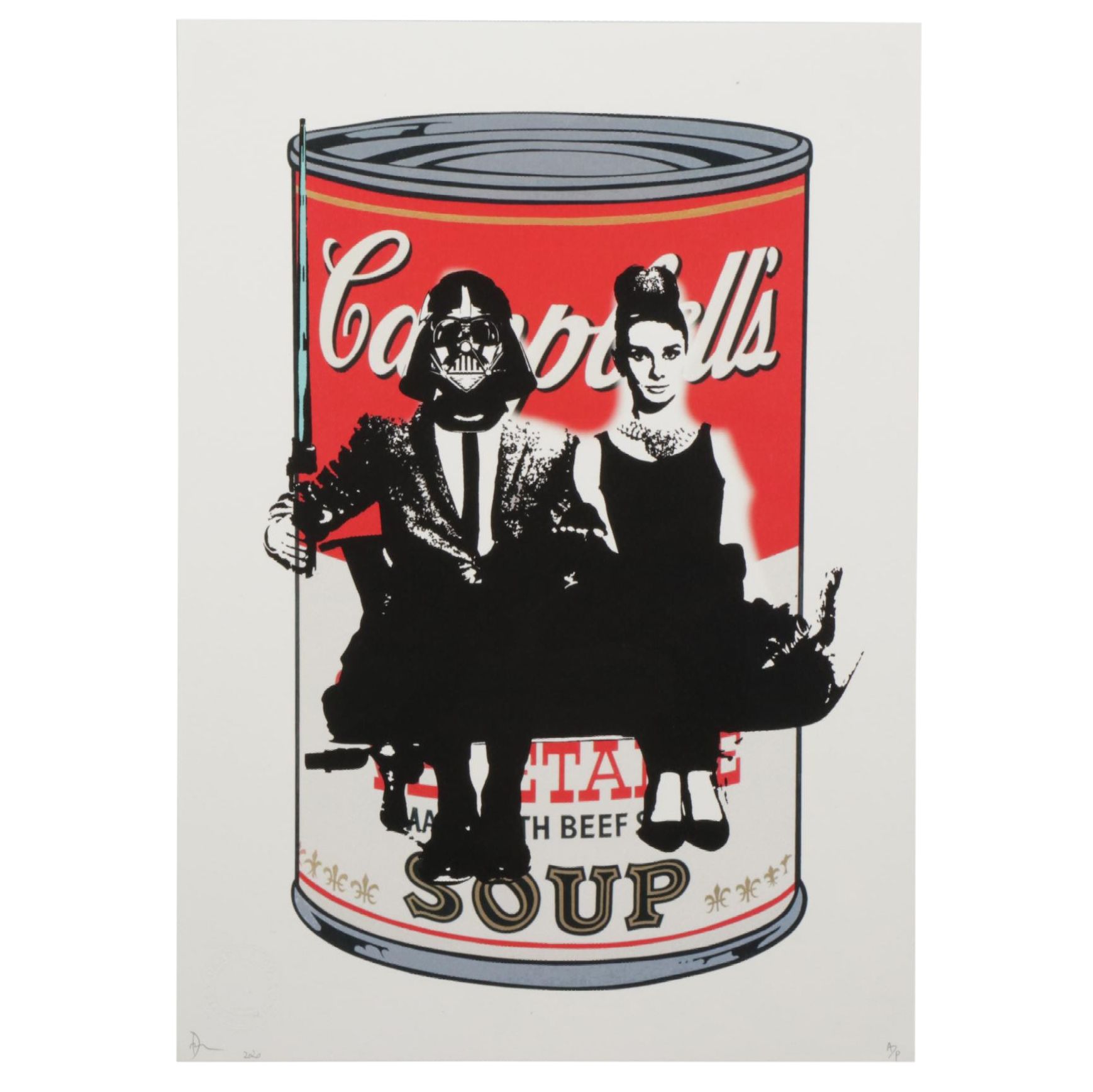 Death NYC Pop Art Graphic Print of Audrey Hepburn and Darth Vader, 2020